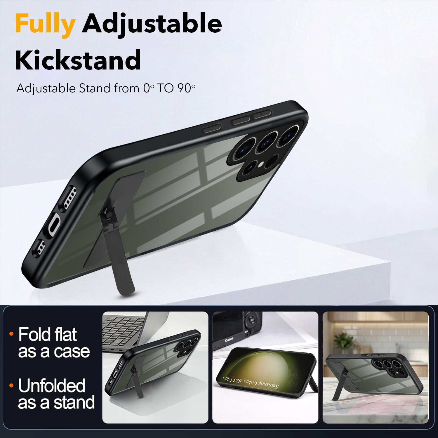 For Samsung Galaxy S23 Ultra Back Cover Case (Built-in Stand | Lifetime Anti Yellow | Kickstand Shockproof | Camera Protection | MagSafe Compatible)