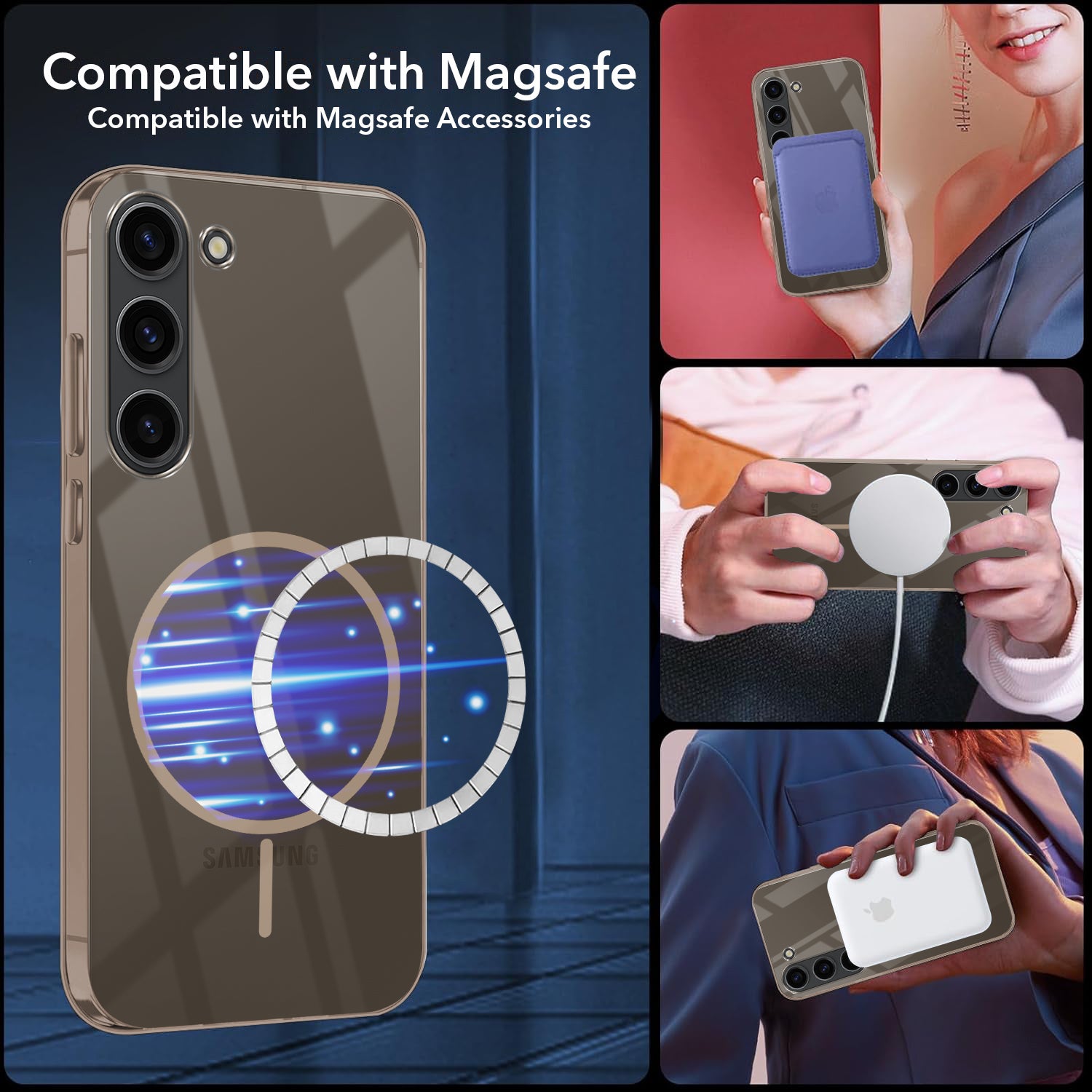 For Samsung Galaxy S23 5G Back Cover Case (Crystal Clear Case | MagSafe Wireless Charging Support | Hard Anti Yellow | Camera Protection Bump)