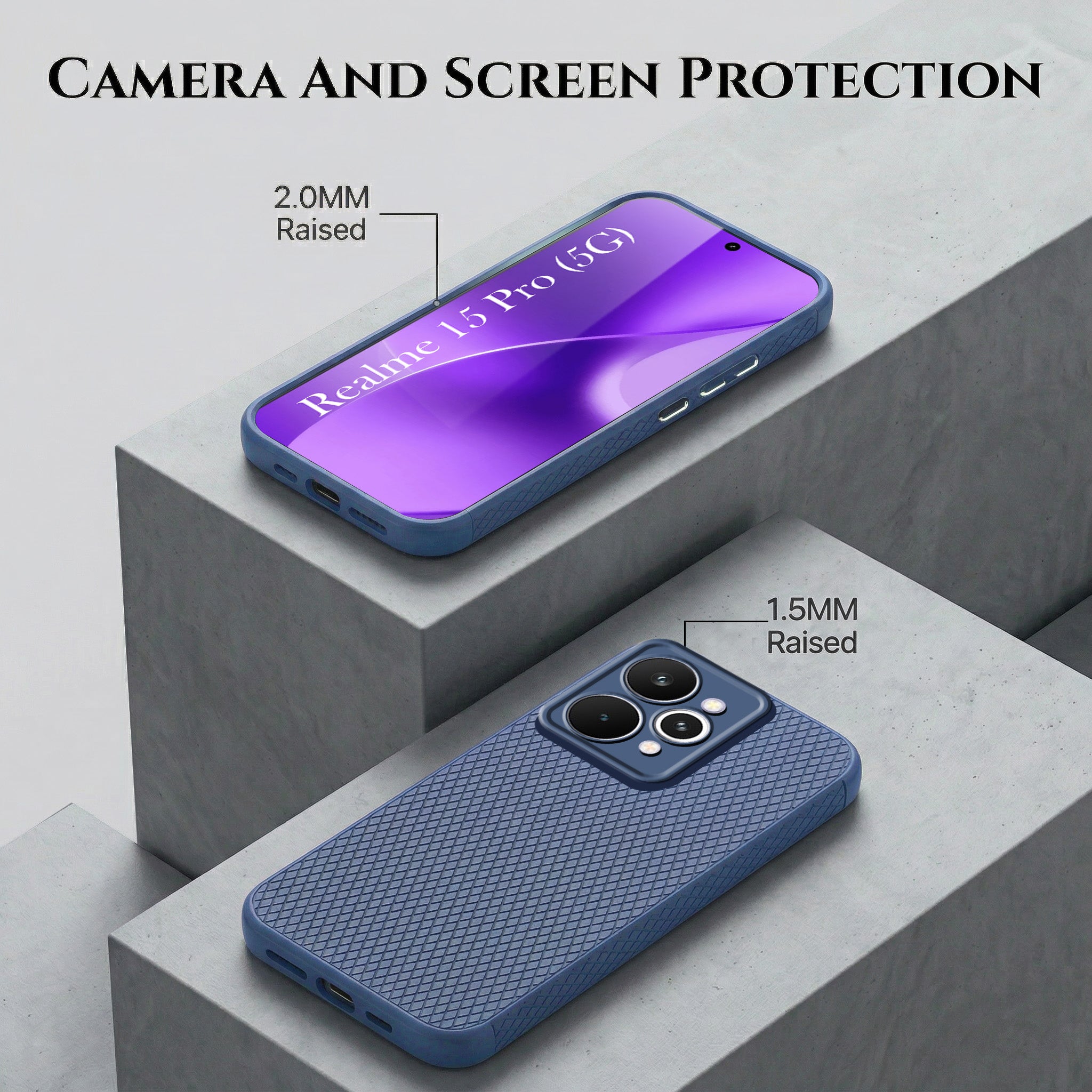 For Realme 15 Pro Combo with Back Cover and 9H Tempered Glass (Liquid Silicone | Camera Protection | Oleophobic Coating Screen Glass)