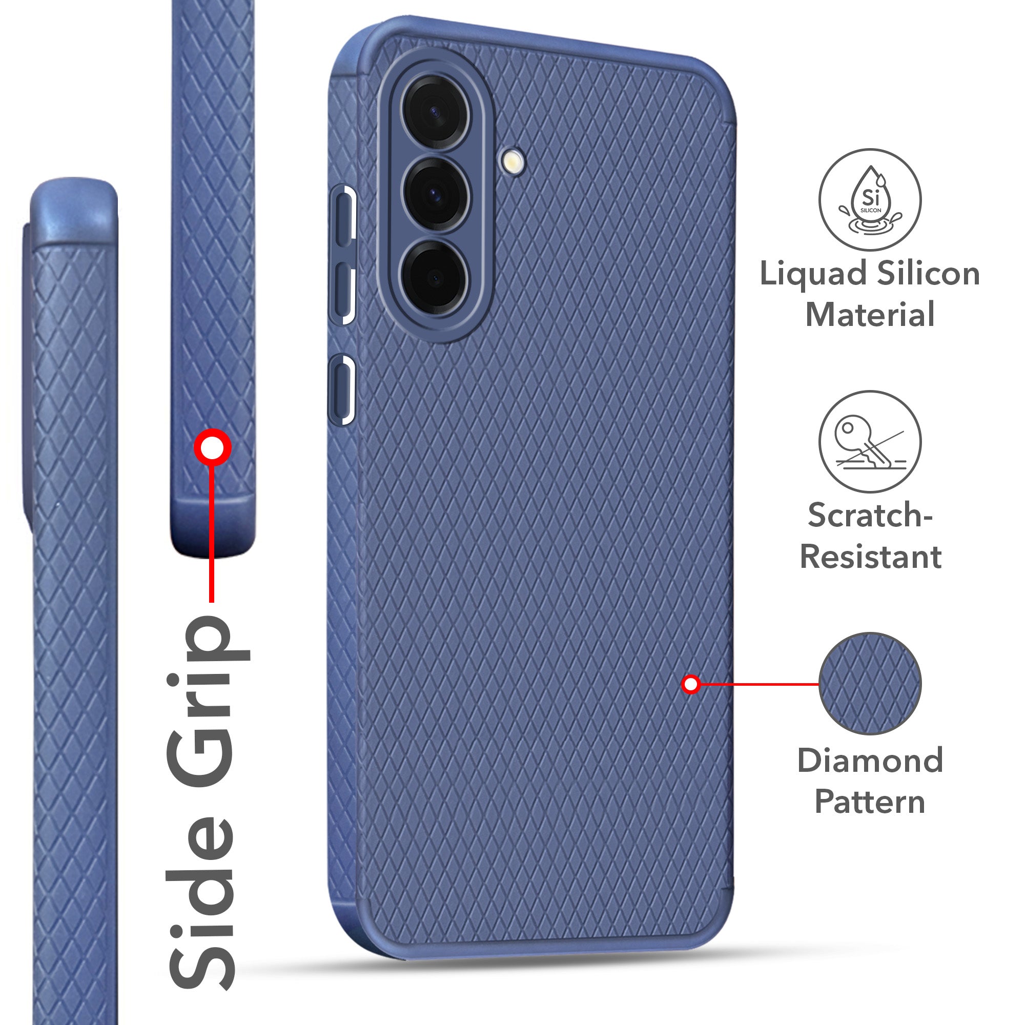 For Samsung Galaxy A36 5G | Galaxy A56 5G Back Cover Case (Liquid Silicone | Side Grip | Camera Protection)