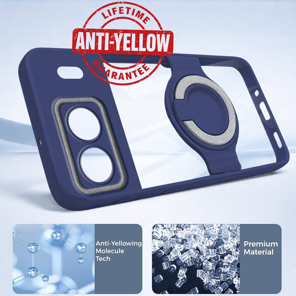 For Oneplus Nord 4 Back Cover Case with stand (Built-in Ring Holder Kickstand | Lifetime Anti Yellow | Camera Protection)