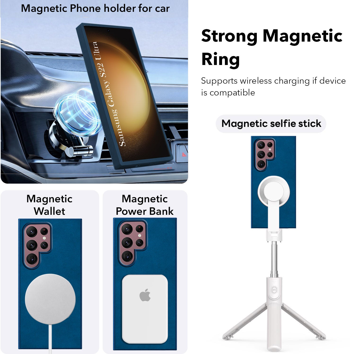 For Samsung Galaxy S22 Ultra 5G Back Cover Case Leather Finish (MagSafe Compatible Wireless Charging | Soft Touch | Camera Bump Protection)