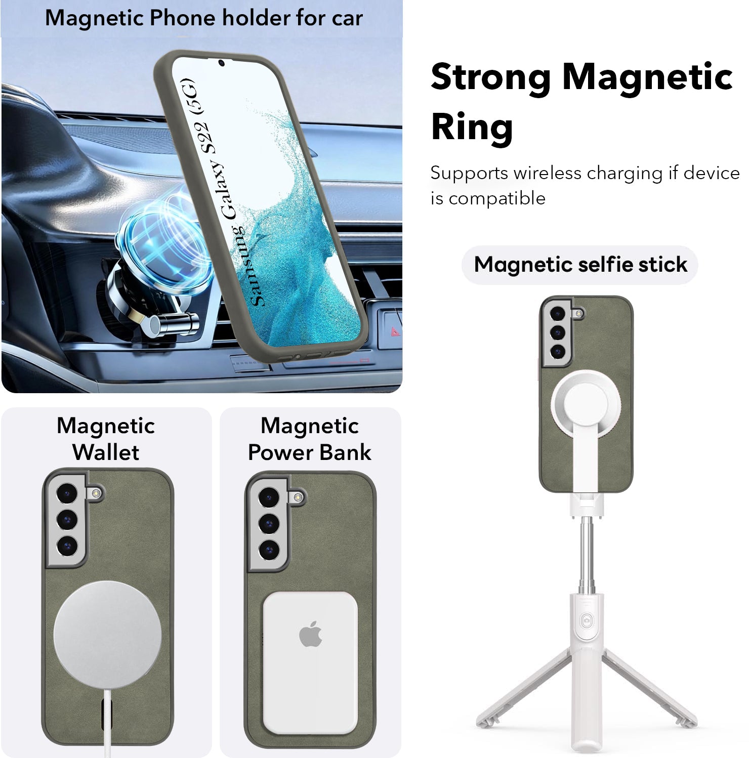 For Samsung Galaxy S22 Back Cover Case Leather Finish (MagSafe Compatible Wireless Charging | Soft Touch | Camera Bump Protection)