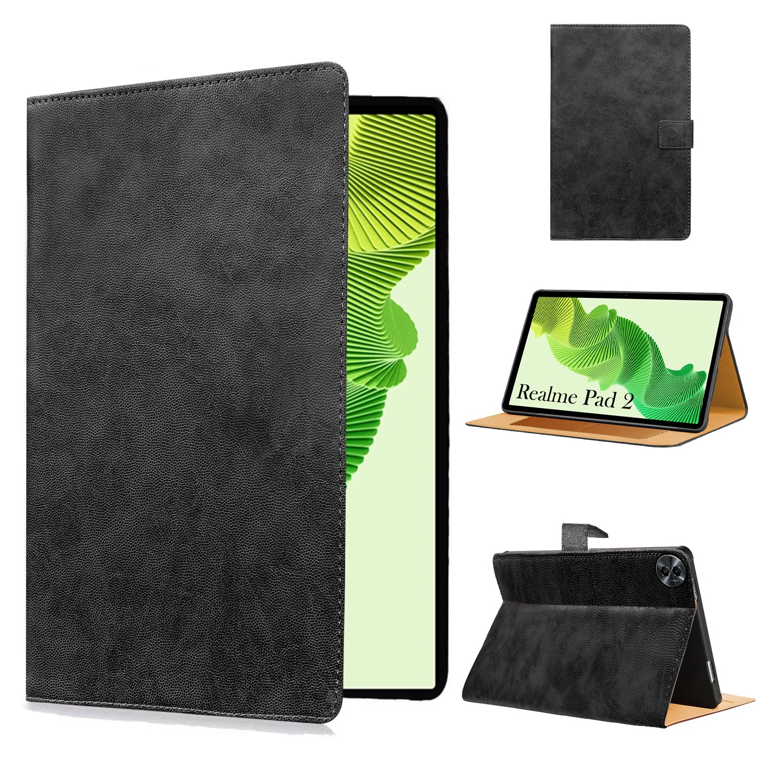 For Realme Pad 2 11.5 Inch Flip Cover Folio Cover (PU Leather | Multi-Angle Smart Stand | Card Storage Slots | Silicone Back Pouch)