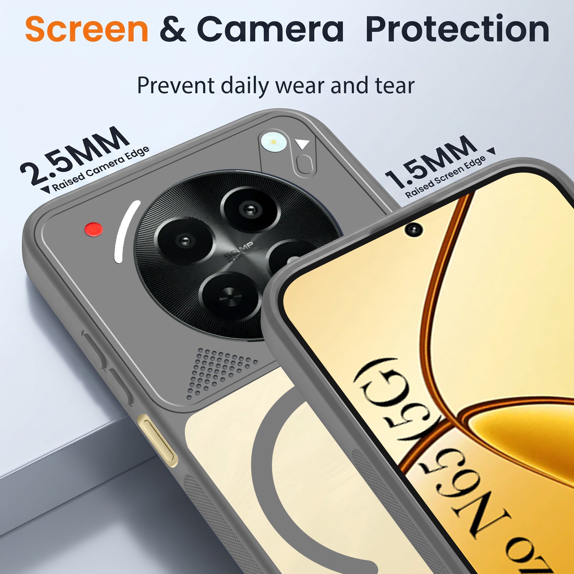 For Realme Narzo N65 5G Back Cover Case Lifetime Anti-Yellow Clear (Camera Protection | Side Grip | Wireless MagSafe Compatible)