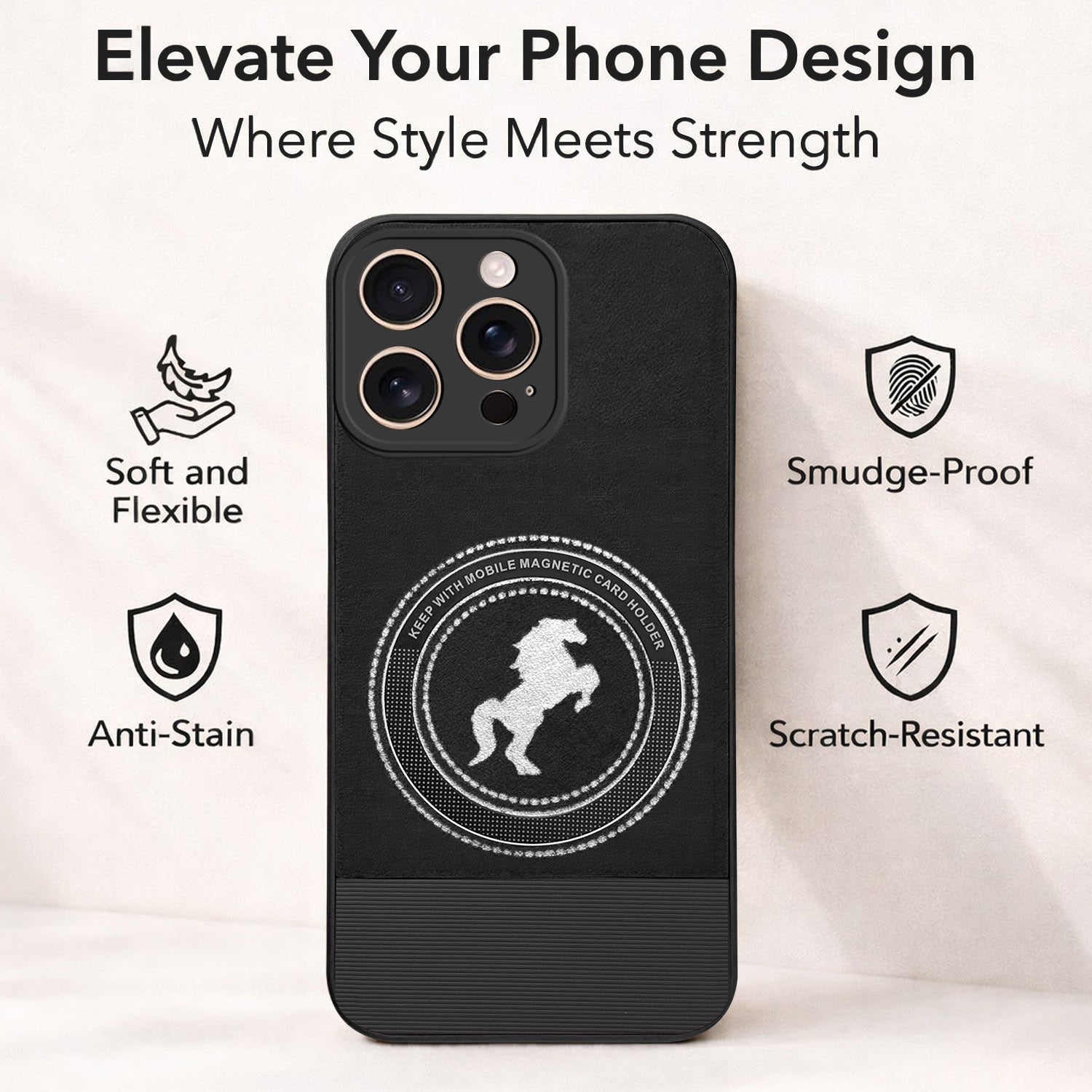 For Apple iPhone 16 Pro Back Cover Case PU Leather Finish (Professional Minimalist Texture | MagSafe Compatile | Camera Protection | Sleek Sober Formal)