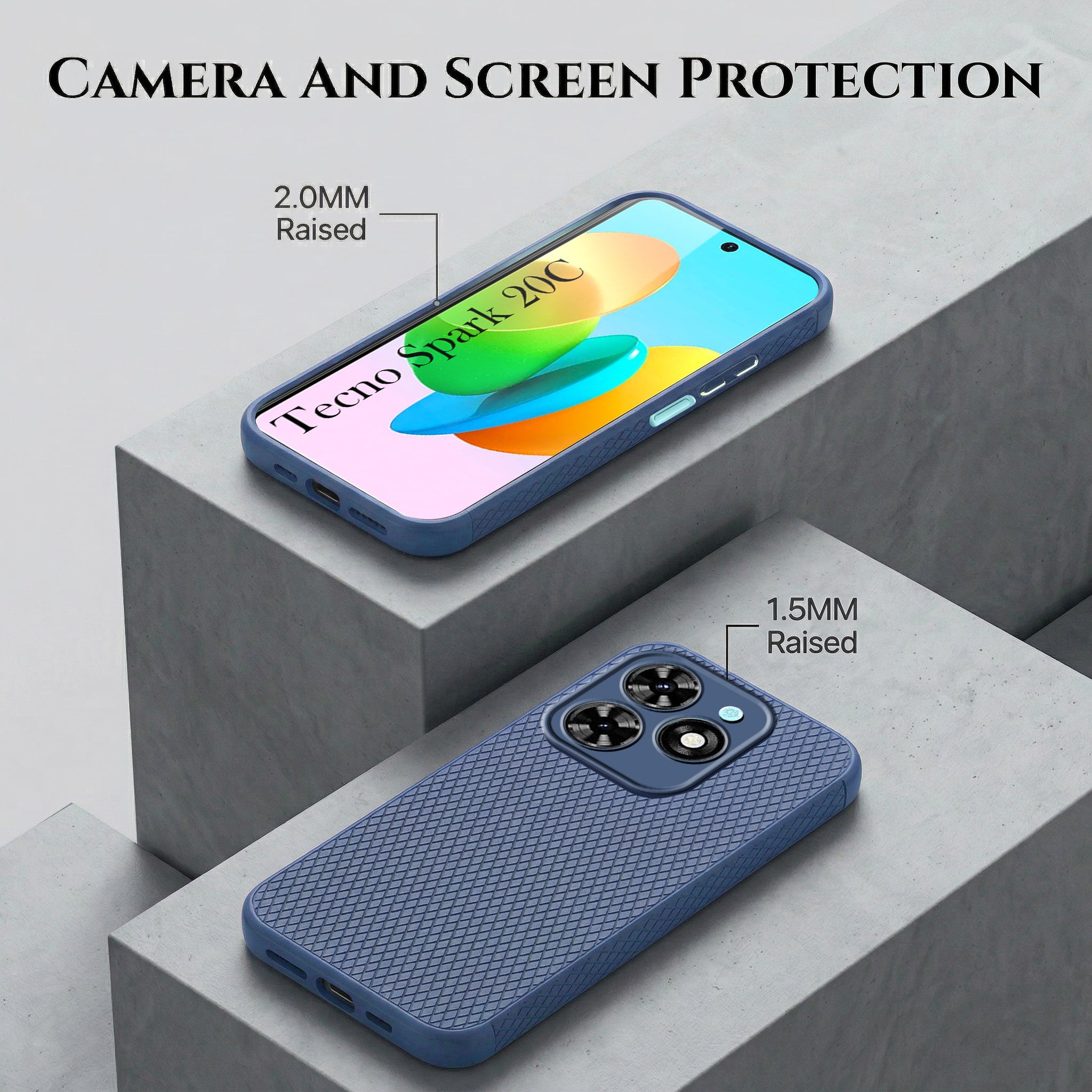 For Tecno Spark 20C Combo with Back Cover and 9H Tempered Glass (Liquid Silicone | Camera Protection | Oleophobic Coating Screen Glass)
