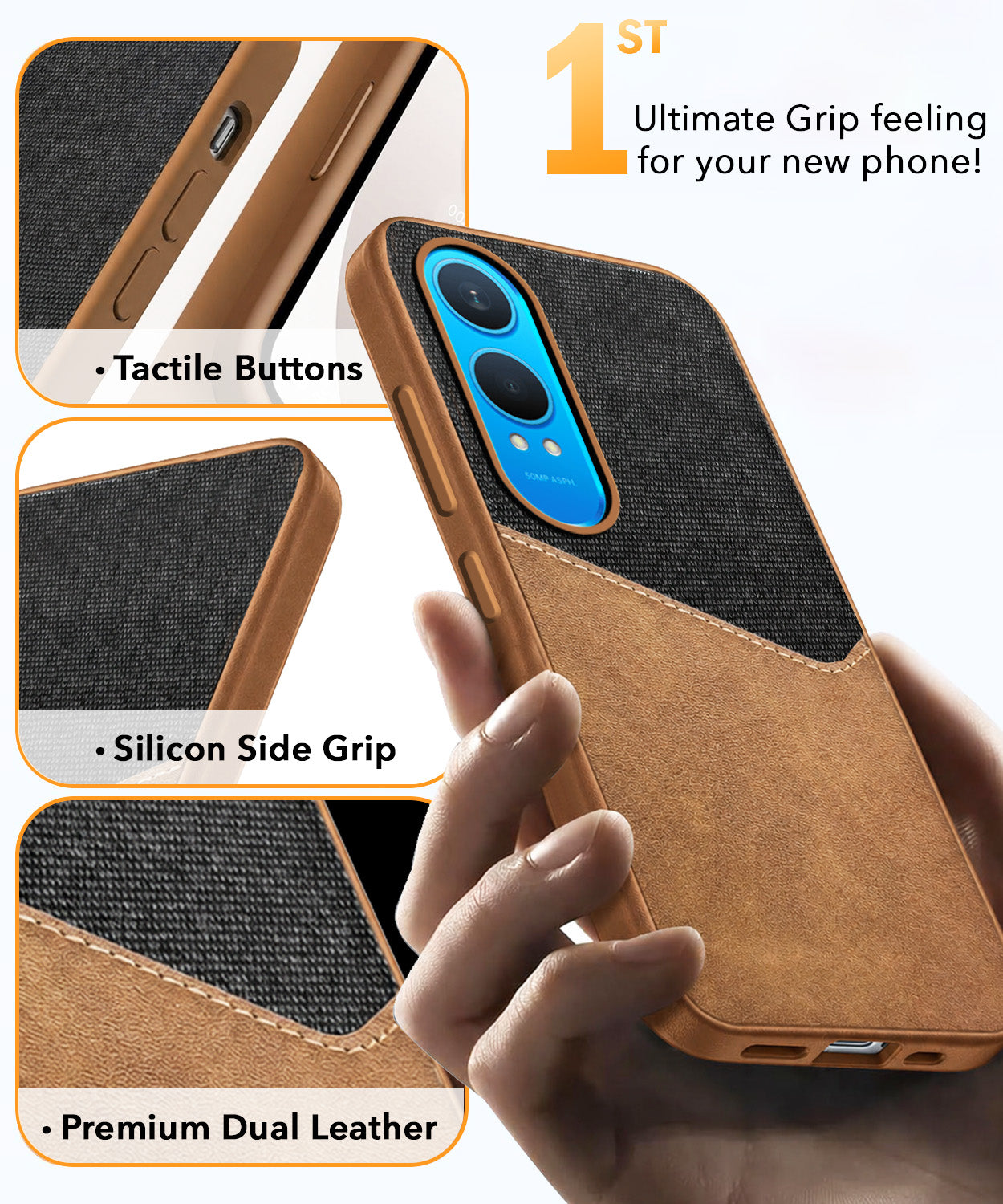 For OnePlus Nord CE 4 Lite Back Cover Case (Dual PU Leather Stitch | Professional Minimalist | Soft and Flexible)