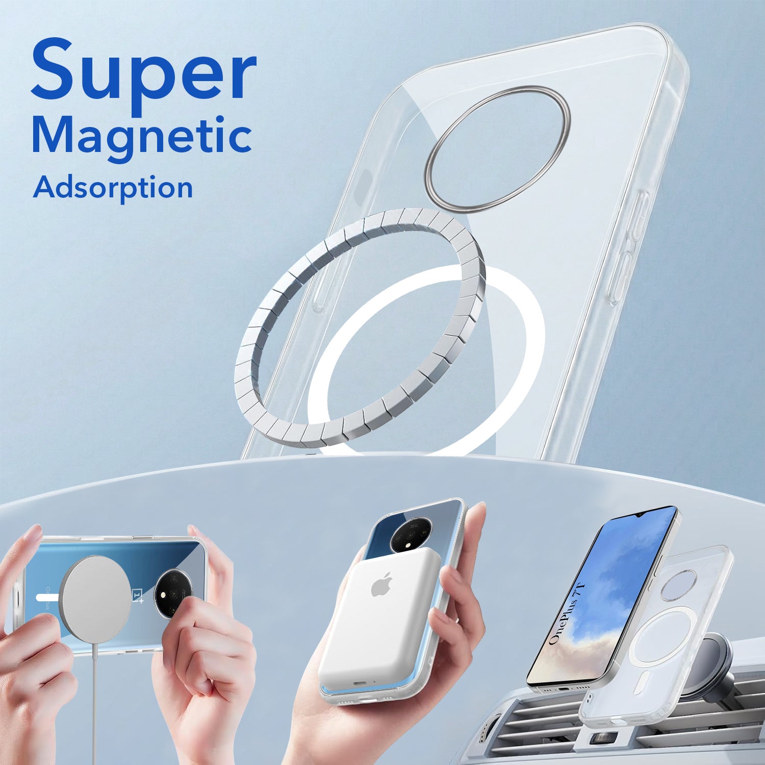 For OnePlus 7T Back Cover Case Lifetime Anti-Yellow MagSafe Compatible Clear (Sleek Hard Crystal | Shockproof and Camera Protection)