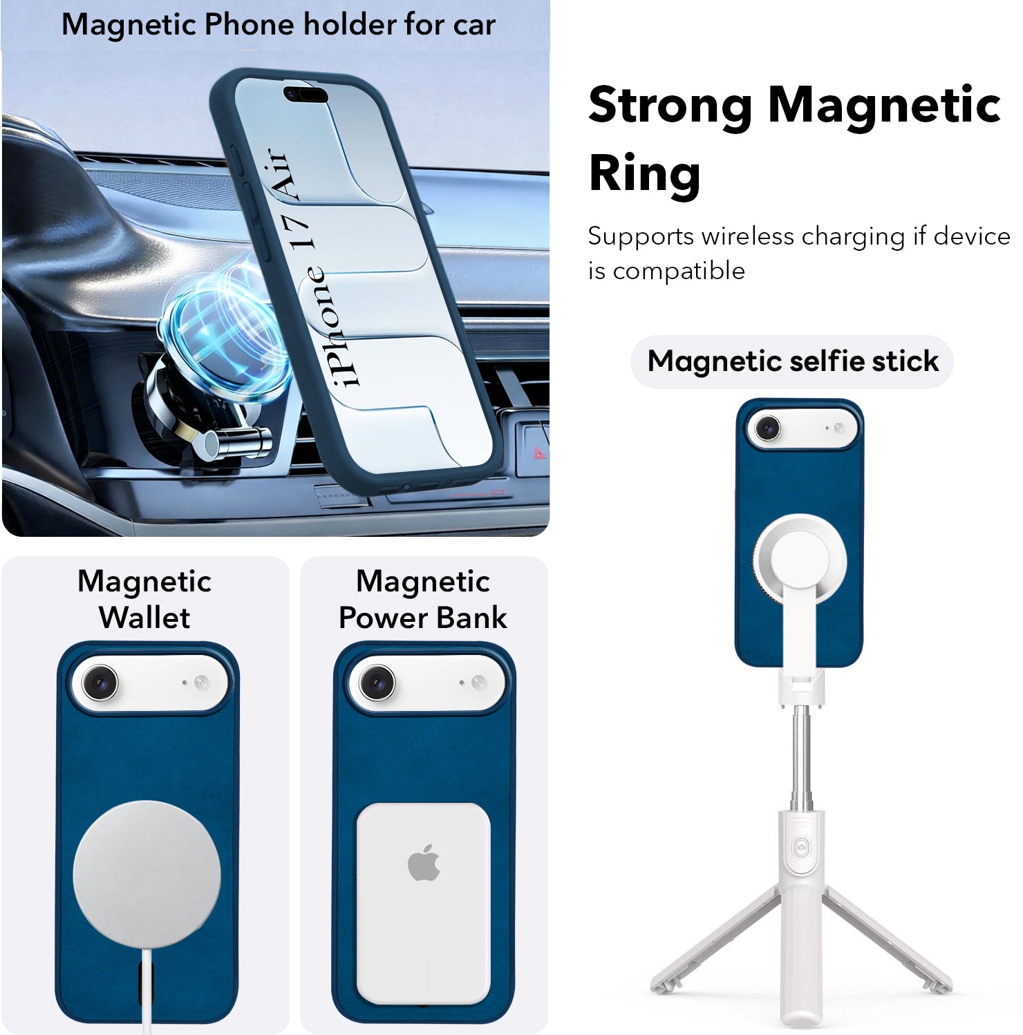For Apple iPhone 17 Air Back Cover Case Leather Finish (MagSafe Compatible Wireless Charging | Soft Touch | Camera Bump Protection)