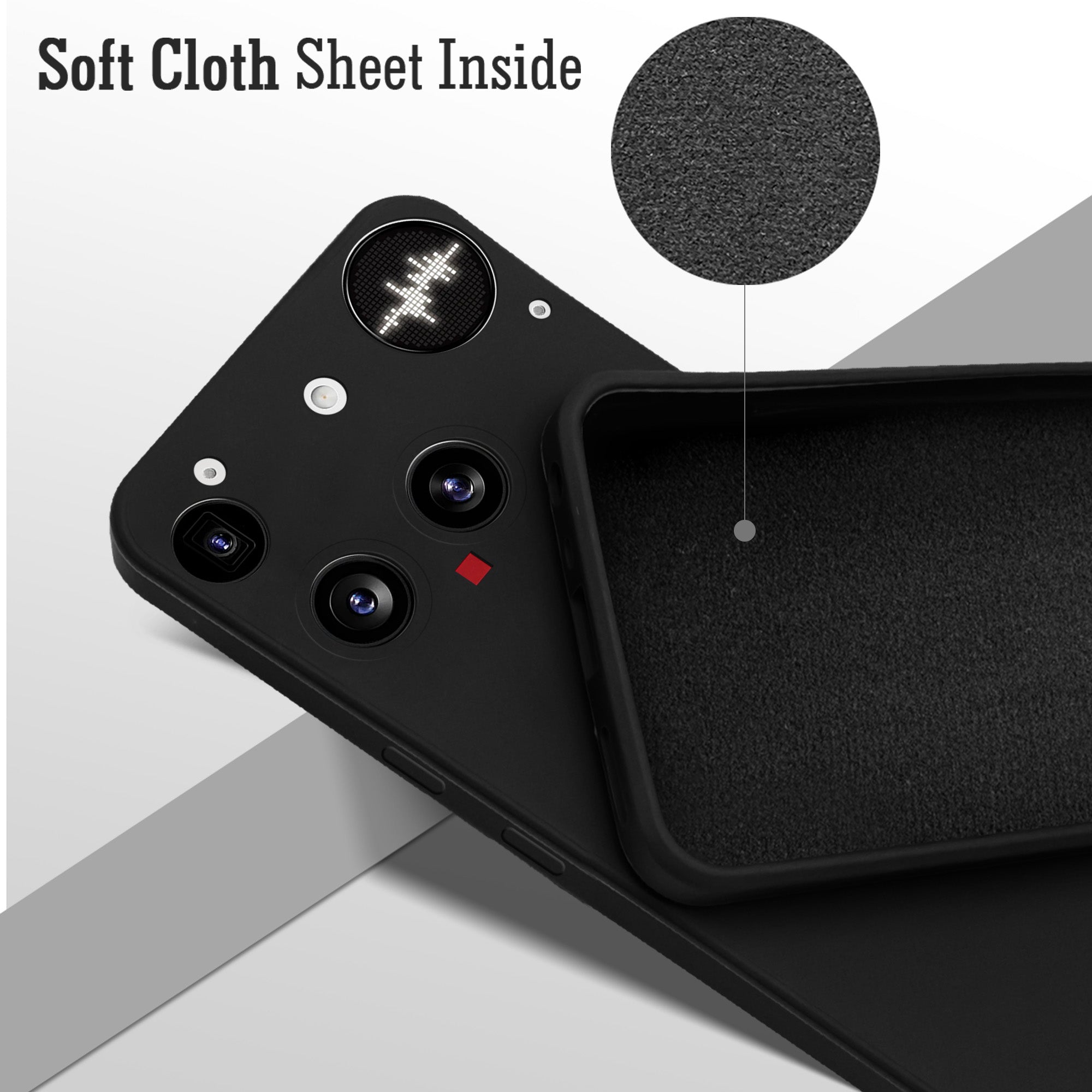 For Nothing Phone 3 Back Cover Case ( Matte Finish Silicone with Inside Fiber cloth)