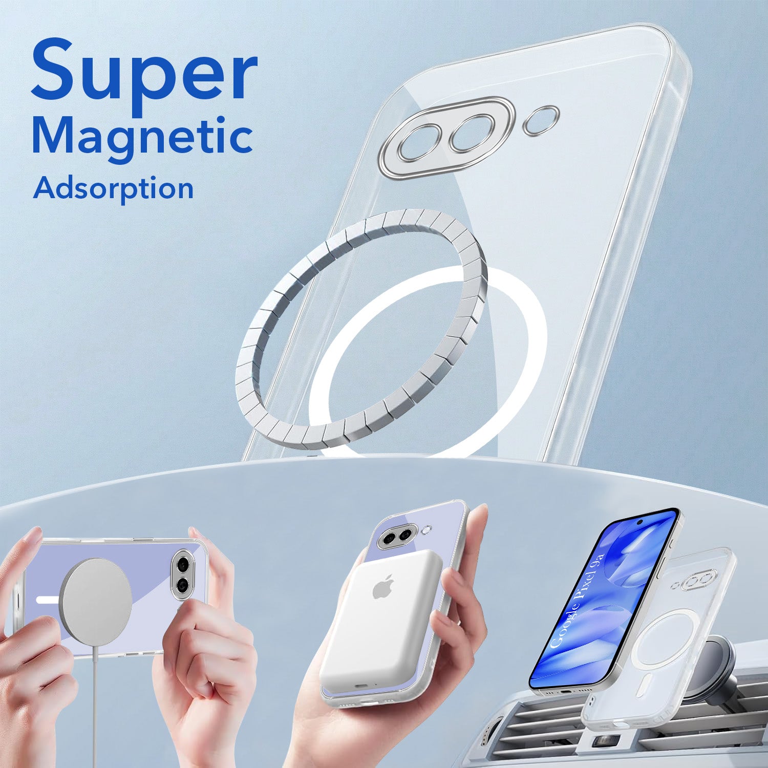 For Google Pixel 9A Back Cover Case Lifetime Anti-Yellow MagSafe Compatible Clear (Sleek Hard Crystal | Shockproof and Camera Protection)