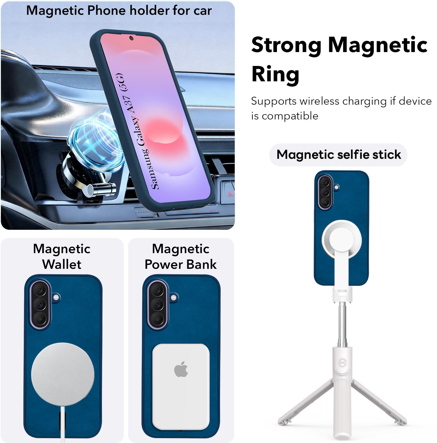 For Samsung Galaxy A37 5G Back Cover Case Leather Finish (MagSafe Compatible Wireless Charging | Soft Touch | Camera Bump Protection)
