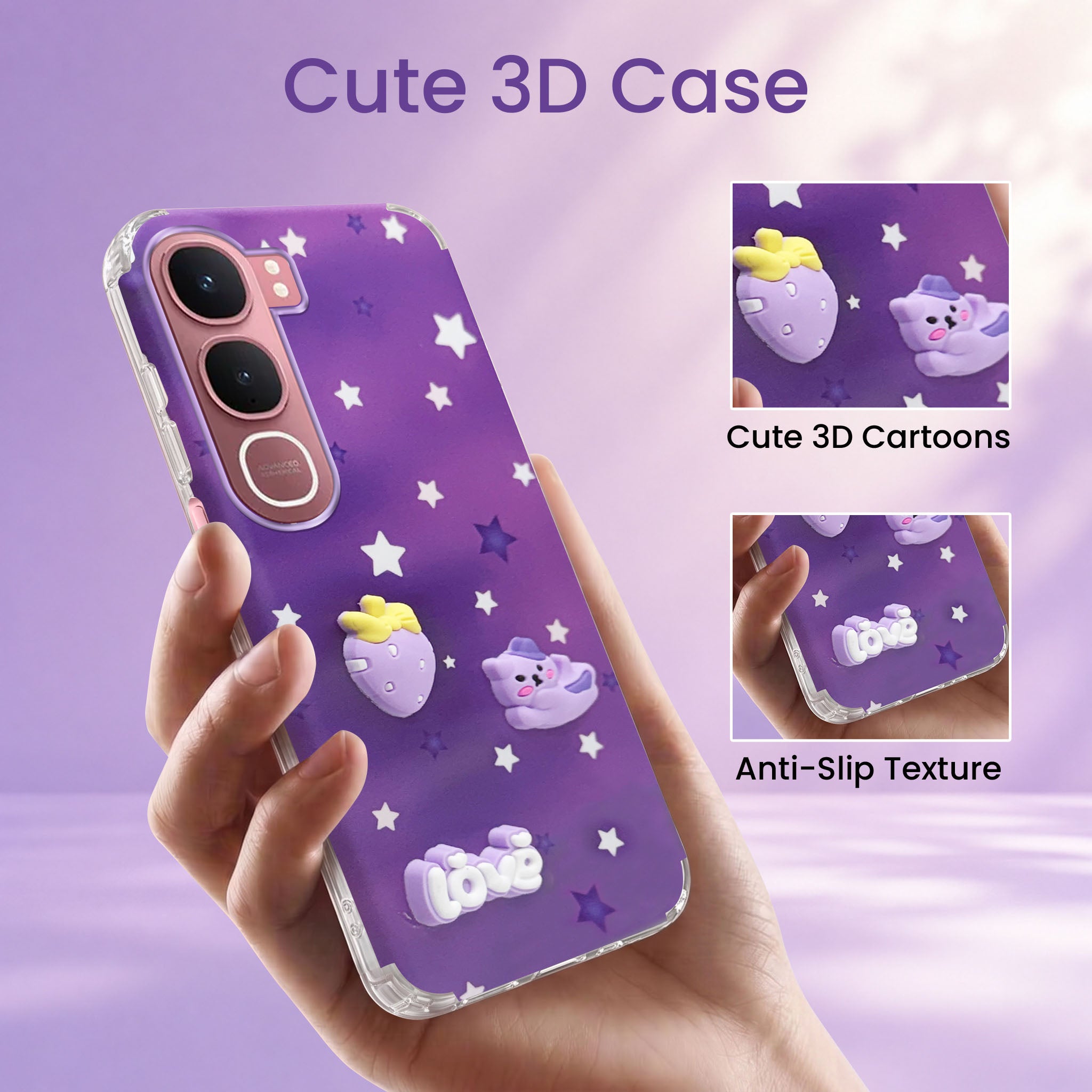 For Vivo Y31 5G Back Cover Case (3D Cute Cartoons | Hard Back Side Soft | Matte Premium Finish | HD Printing)