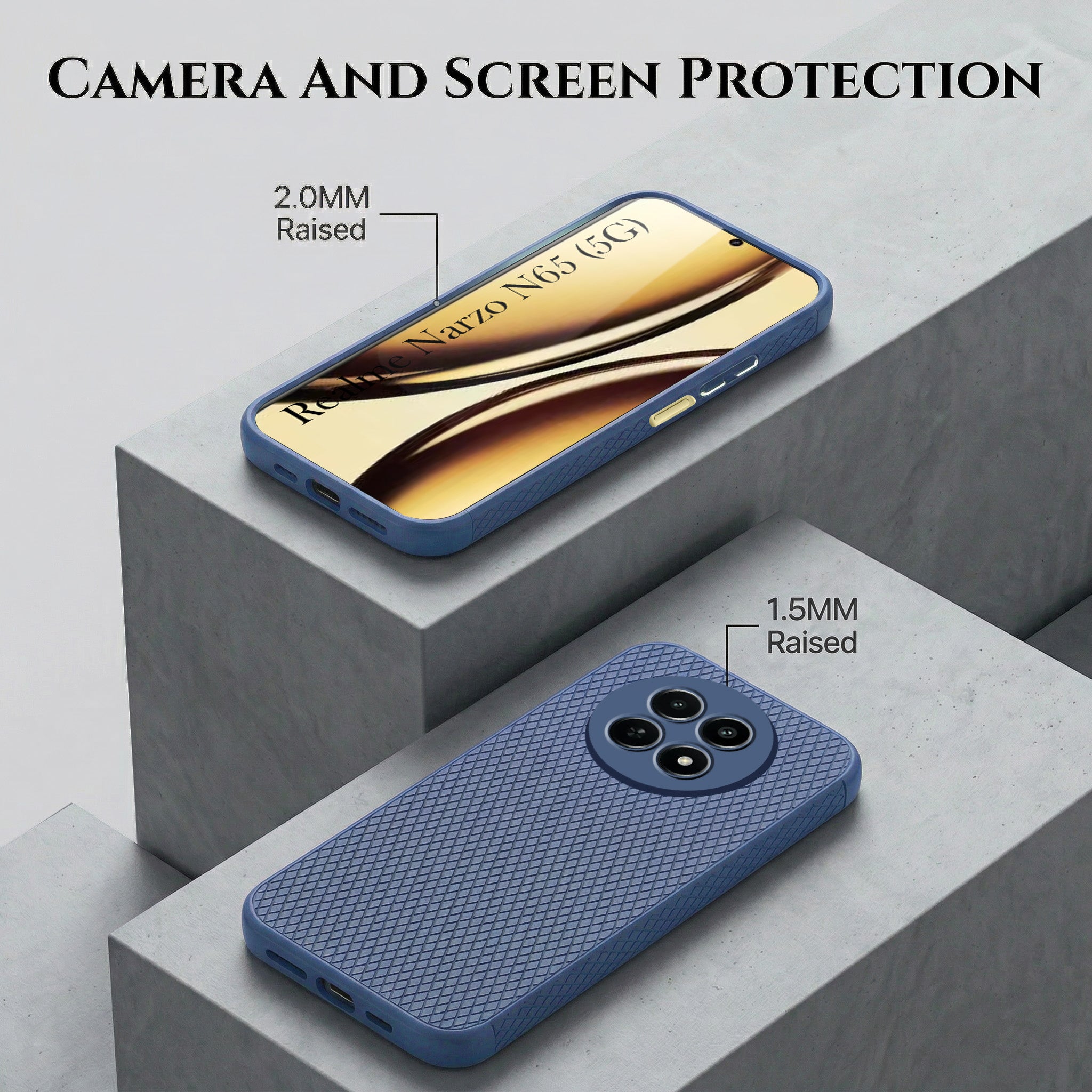 For Realme Narzo N65 5G Combo with Back Cover and 9H Tempered Glass (Liquid Silicone | Camera Protection | Oleophobic Coating Screen Glass)