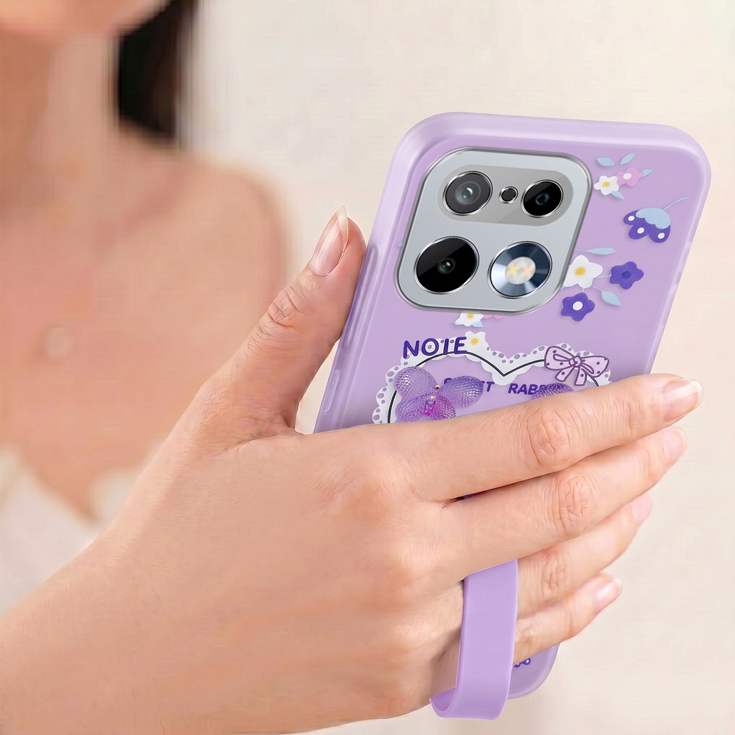 For Realme 16 Pro Back Cover Case (3D Cute Heart Strap Holder | Camera Protection | Designer Girls Print)