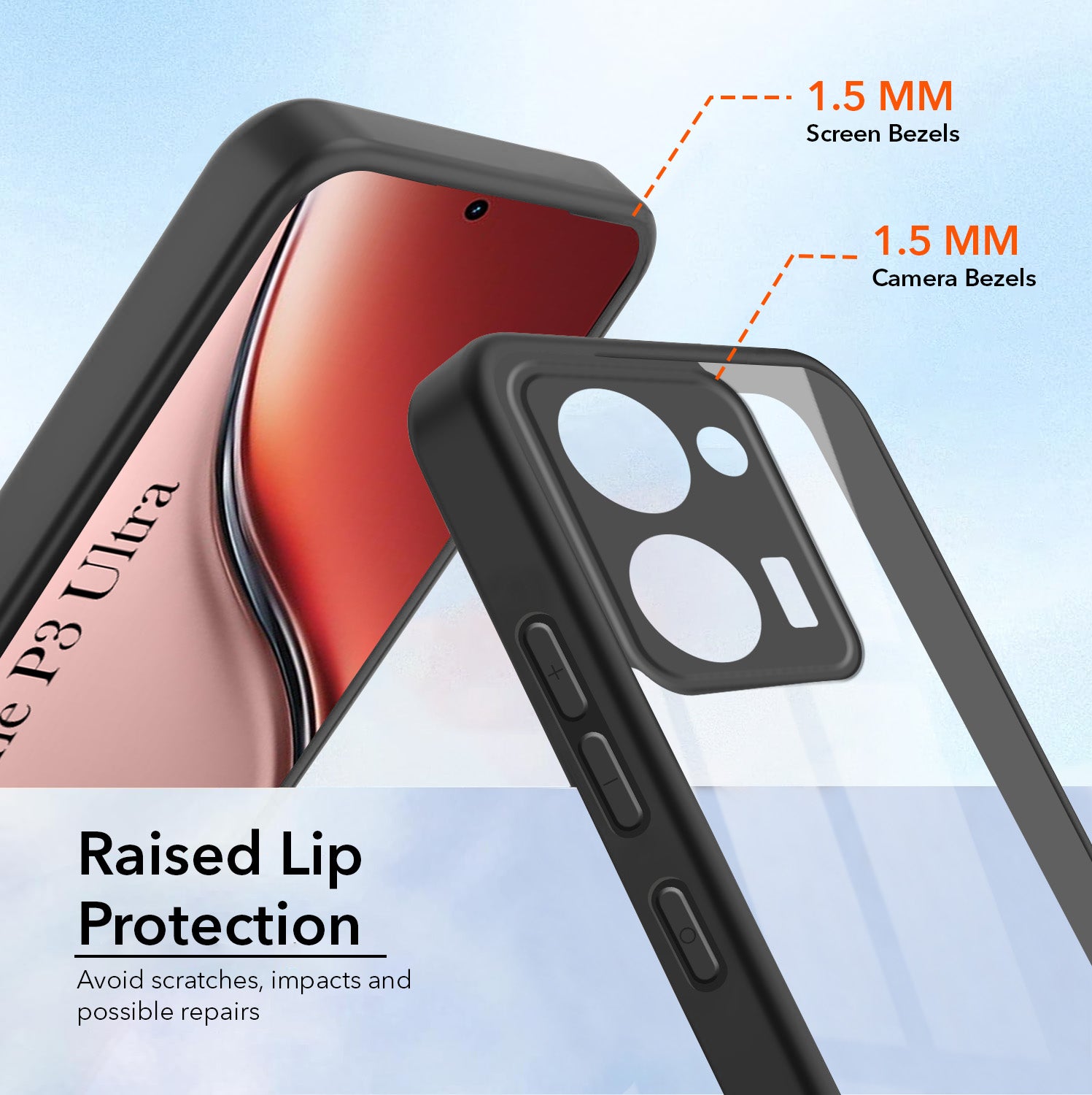 For Realme P3 Ultra Combo with Back Cover and 9H Tempered Glass (Lifetime Anti-Yellow | Crystal Clear Shockproof | Oleophobic Coating Screen Glass)