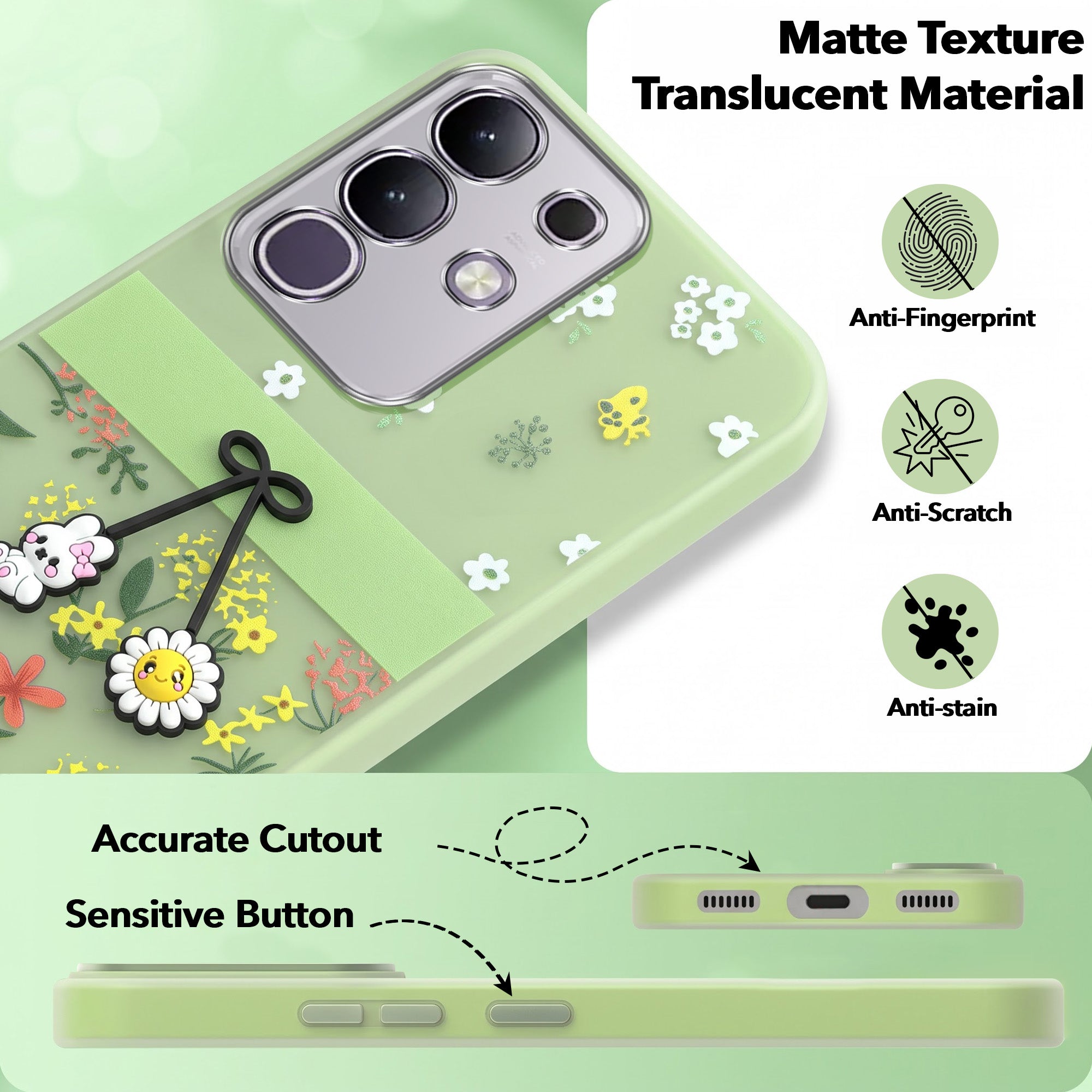 For Vivo iQOO Z10x Back Cover Case (3D Cute Cartoons | Hard Back Side Soft | Matte Premium Finish | HD Printing)