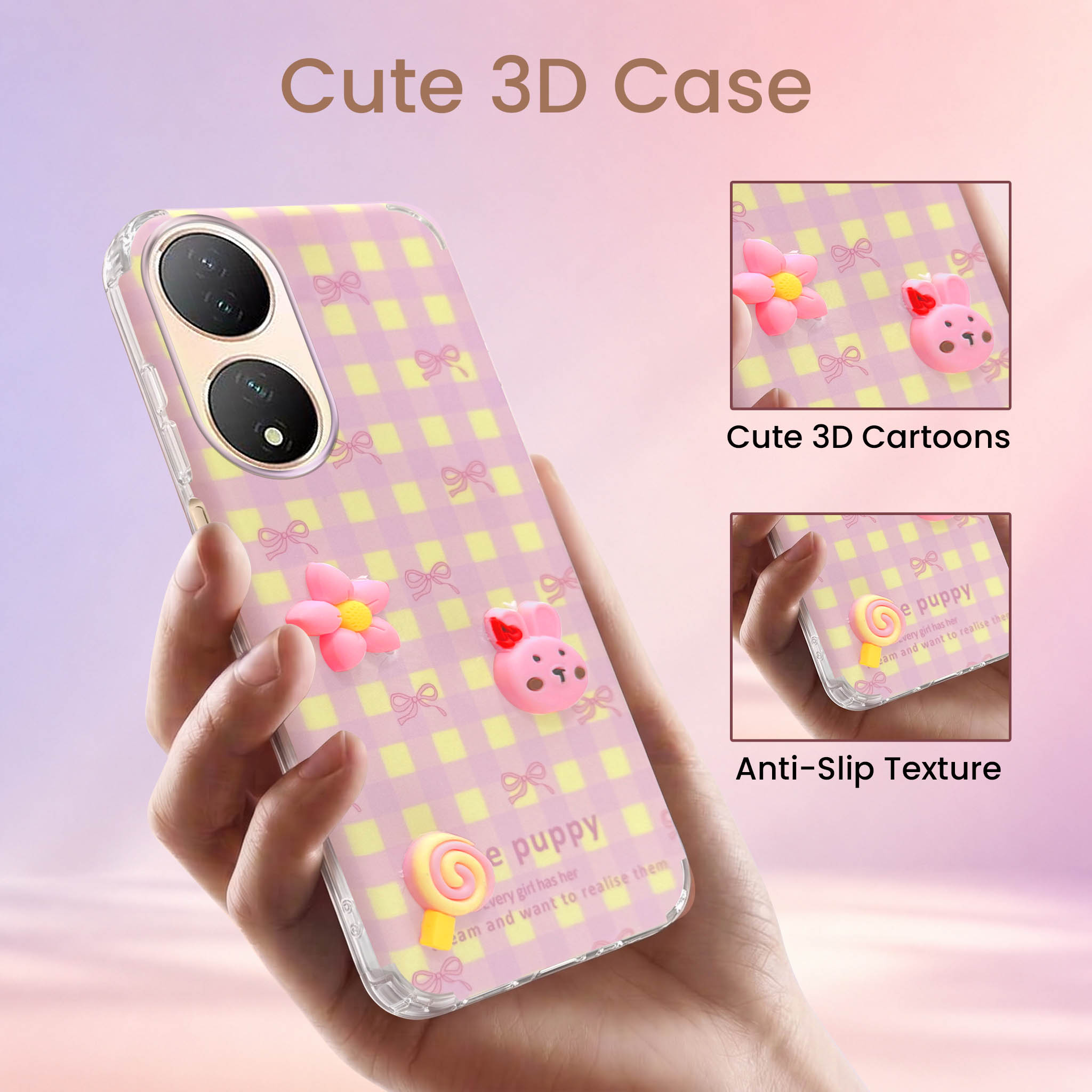 For Vivo Y100 Back Cover Case (3D Cute Cartoons | Hard Back Side Soft | Matte Premium Finish | HD Printing)