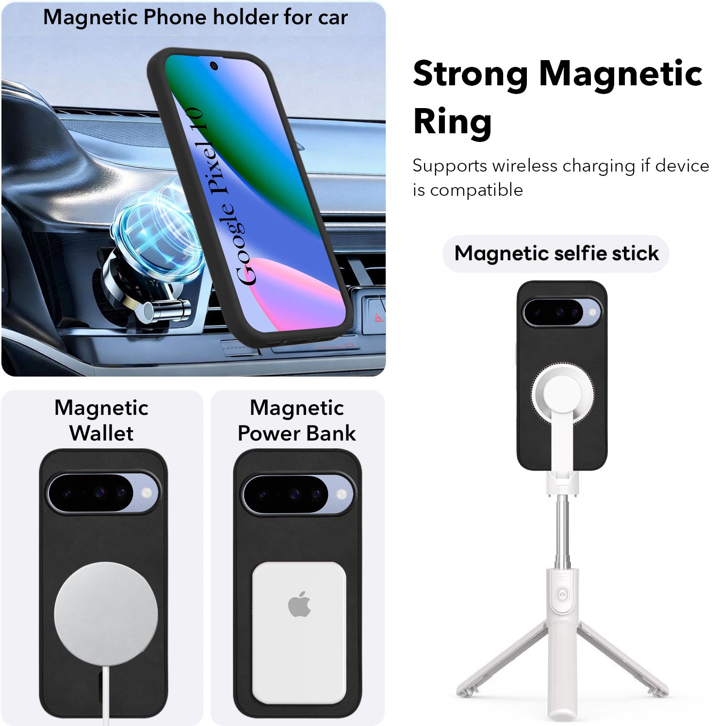 For Google Pixel 10 Back Cover Case Leather Finish (MagSafe Compatible Wireless Charging | Soft Touch | Camera Bump Protection)