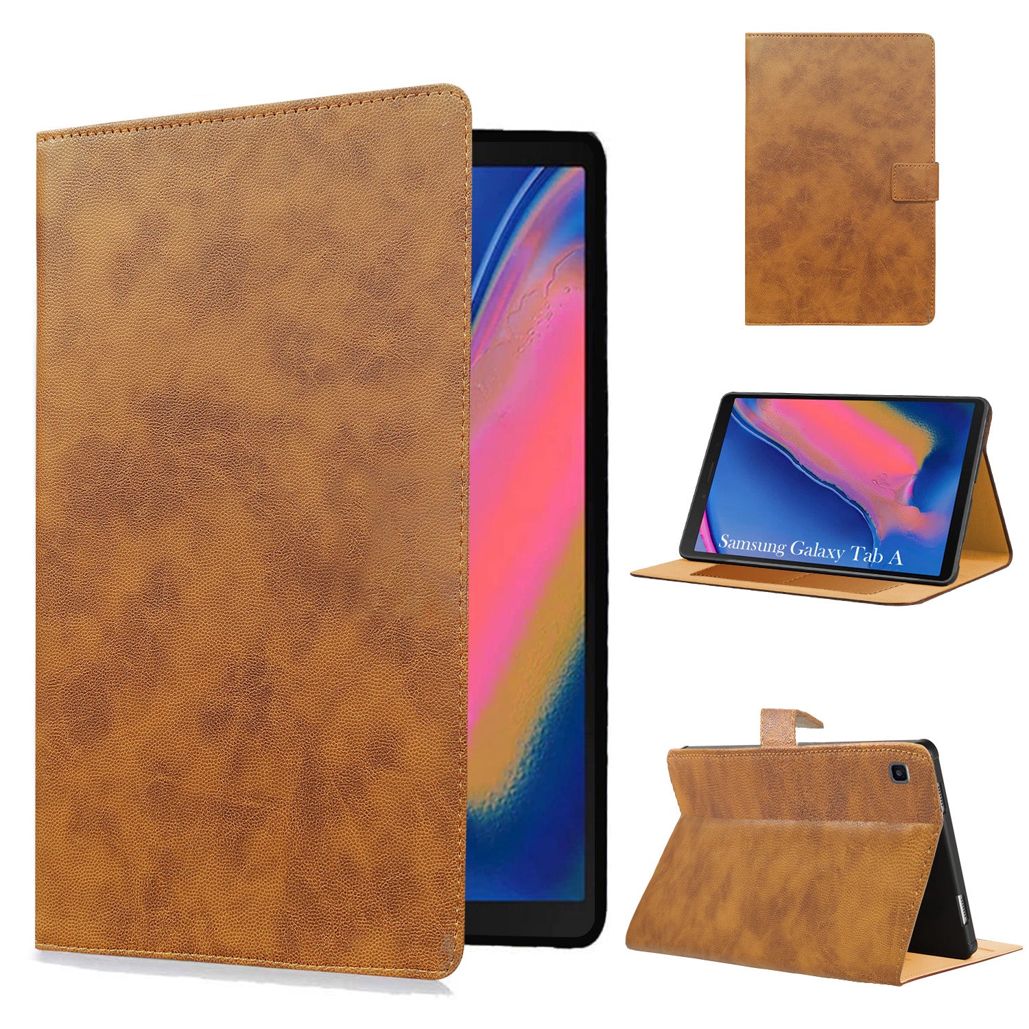 For Samsung Galaxy Tab A 8 Inch SM-T290/T295 Flip Case Cover Folio Cover(PU Matte Leather | Multi-Angle Smart Stand | Card Storage Slots | Silicone Back Pouch)