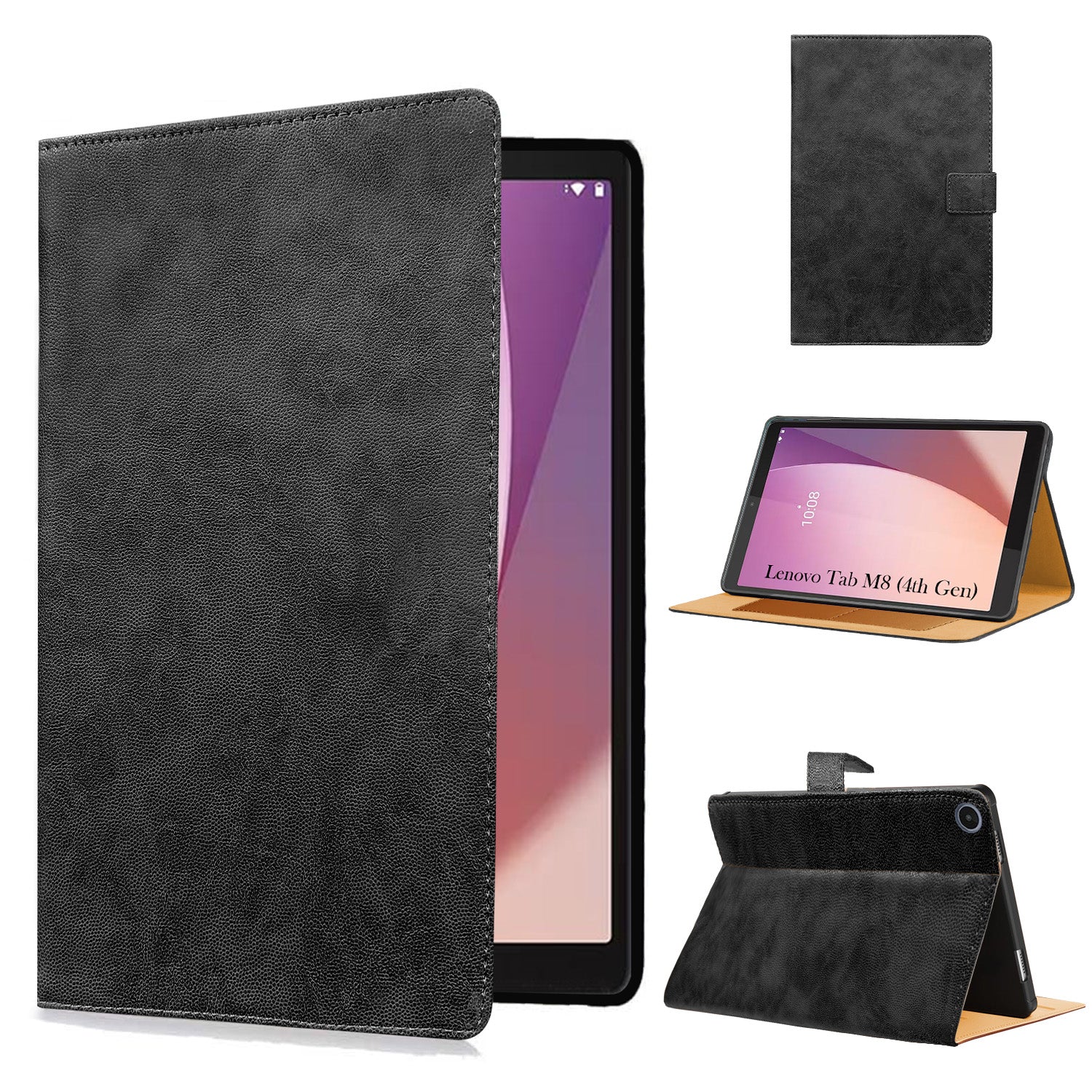 For Lenovo Tab M8 4 GEN 2024 8 Inch Flip Cover Folio Cover (PU Matte Leather | Multi-Angle Smart Stand | Card Storage Slots | Silicone Back Pouch)