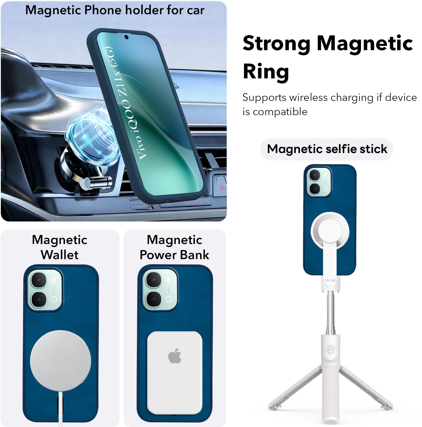 For Vivo iQOO Z11x 5G Back Cover Case Leather Finish (MagSafe Compatible Wireless Charging | Soft Touch | Camera Bump Protection)