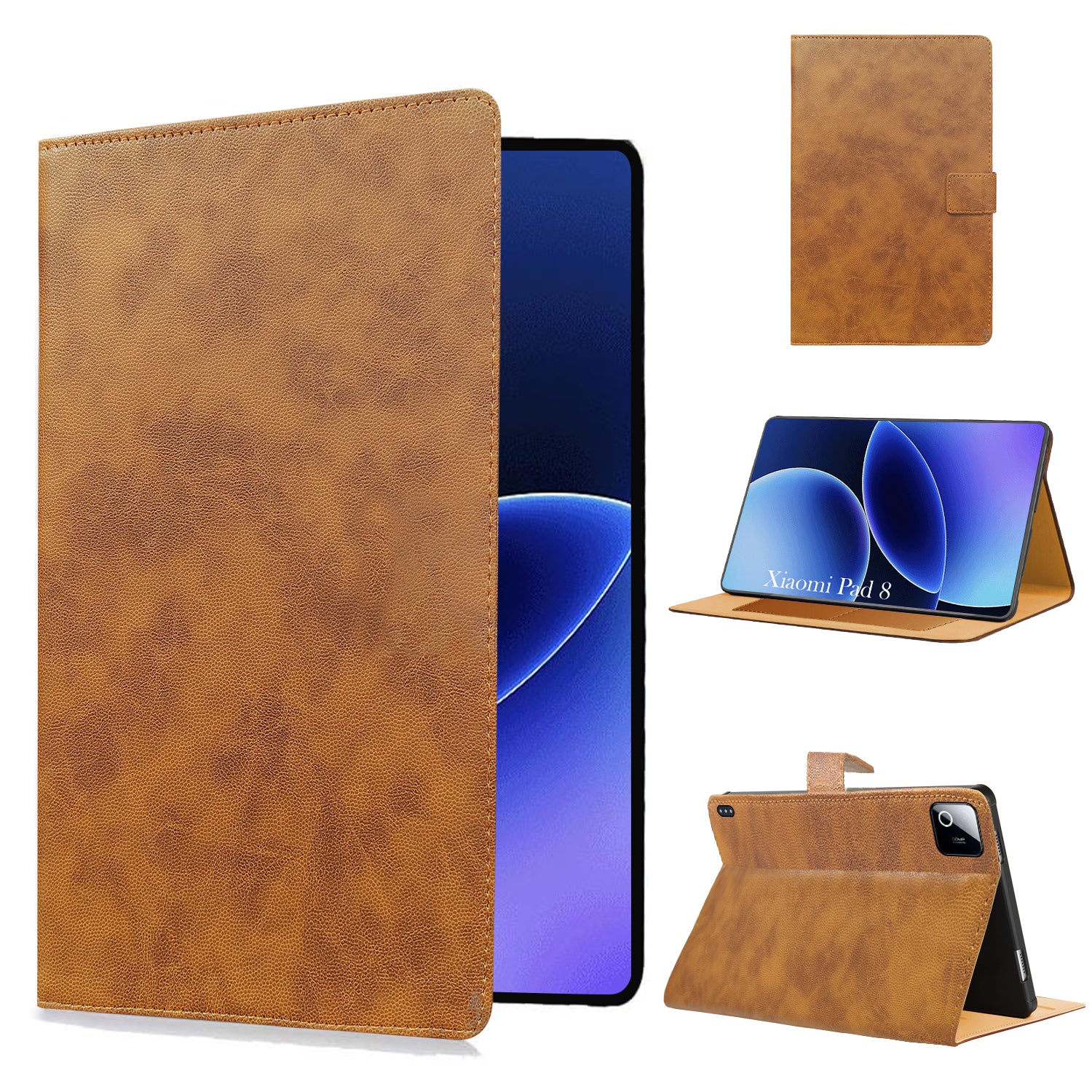 For Xiaomi Pad 8 11.2 Inch Flip Cover Folio Cover (PU Matte Leather | Multi-Angle Smart Stand | Card Storage Slots | Silicone Back Pouch)