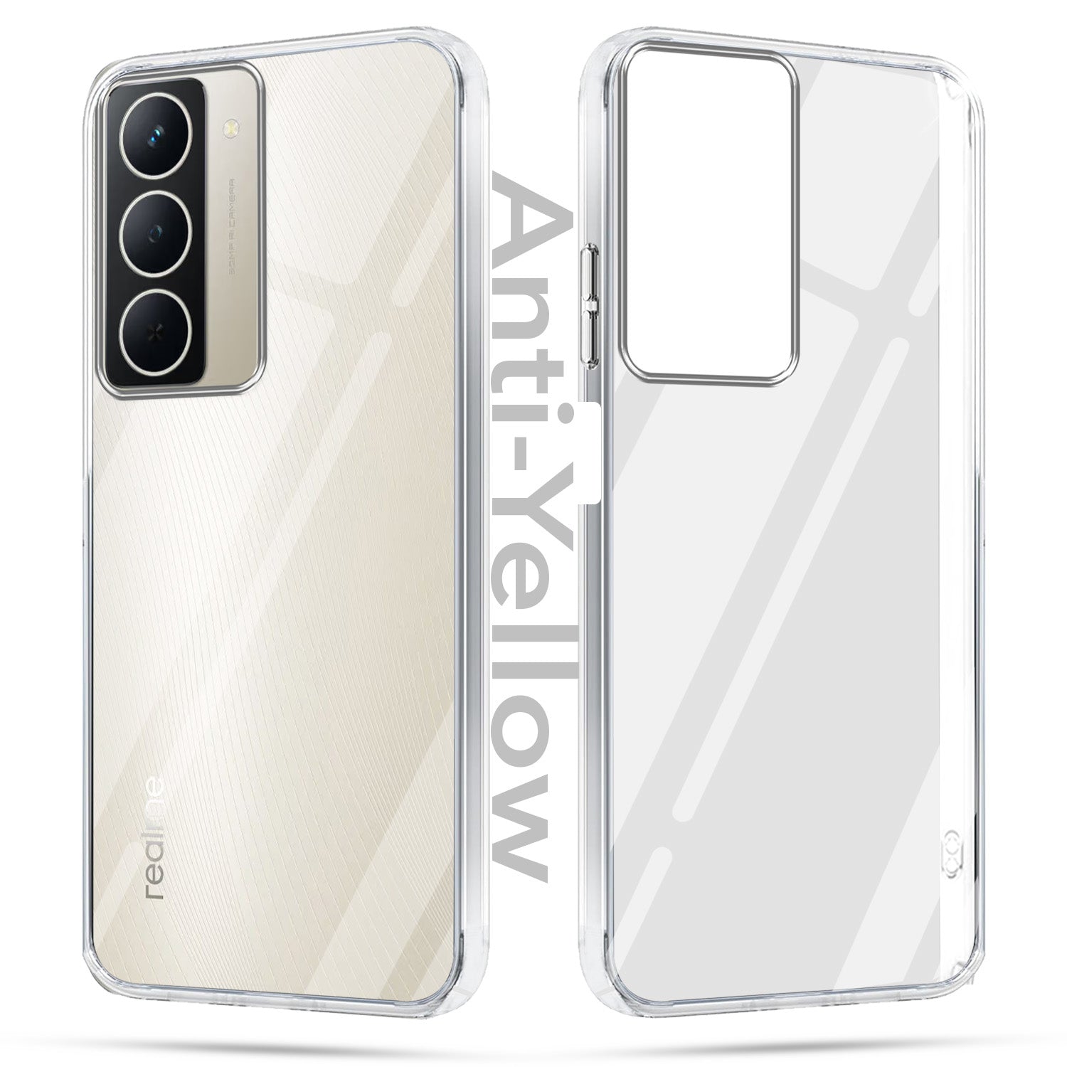 For Realme Narzo 80x Combo with Back Cover and 9H Tempered Glass (Lifetime Anti-Yellow | Sleek Hard Crystal | Oleophobic Coating Screen Glass)