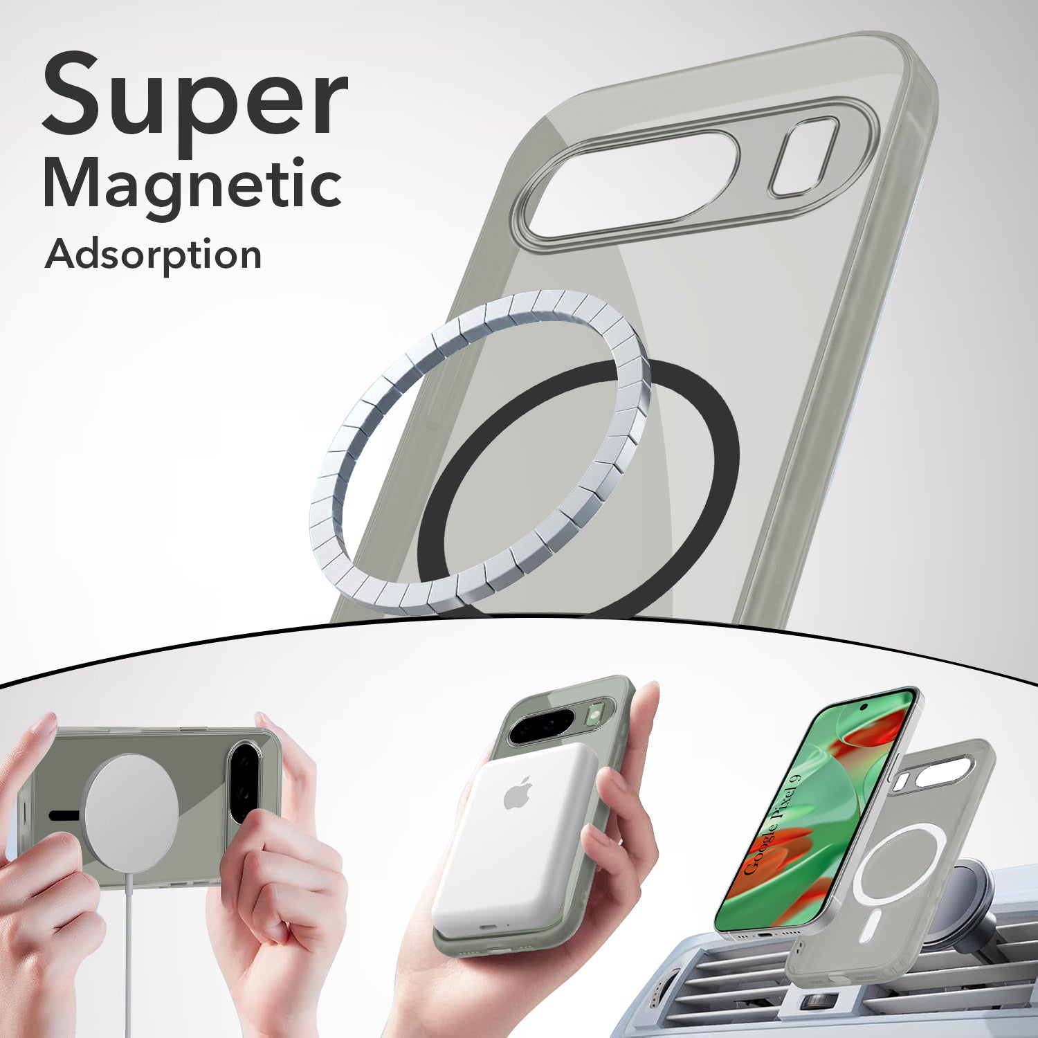 For Google Pixel 9 Back Cover Case Lifetime Anti-Yellow MagSafe Compatible Clear (Sleek Hard Crystal | Shockproof and Camera Protection)