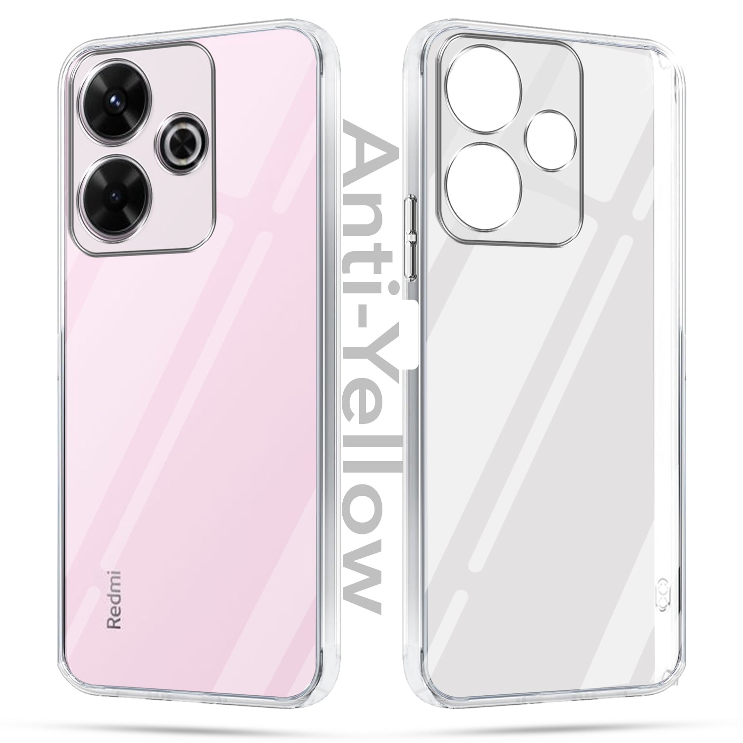 For Xiaomi Mi Redmi 13 4G | 5G Combo with Back Cover and 9H Tempered Glass (Lifetime Anti-Yellow | Sleek Hard Crystal | Oleophobic Coating Screen Glass)