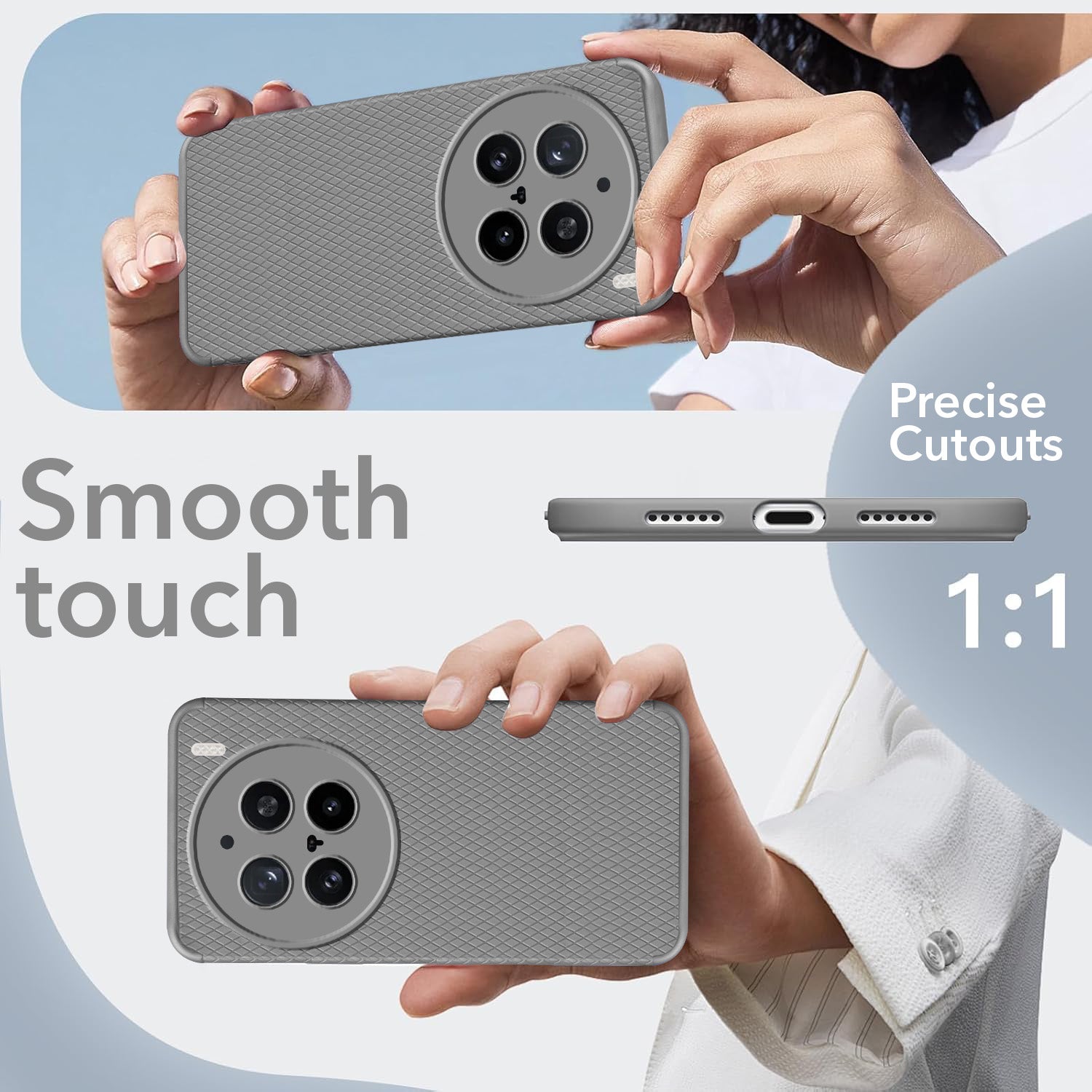 For Vivo X200 Pro 5G  Back Cover Case (Liquid Silicone | Side Grip | Camera Protection)