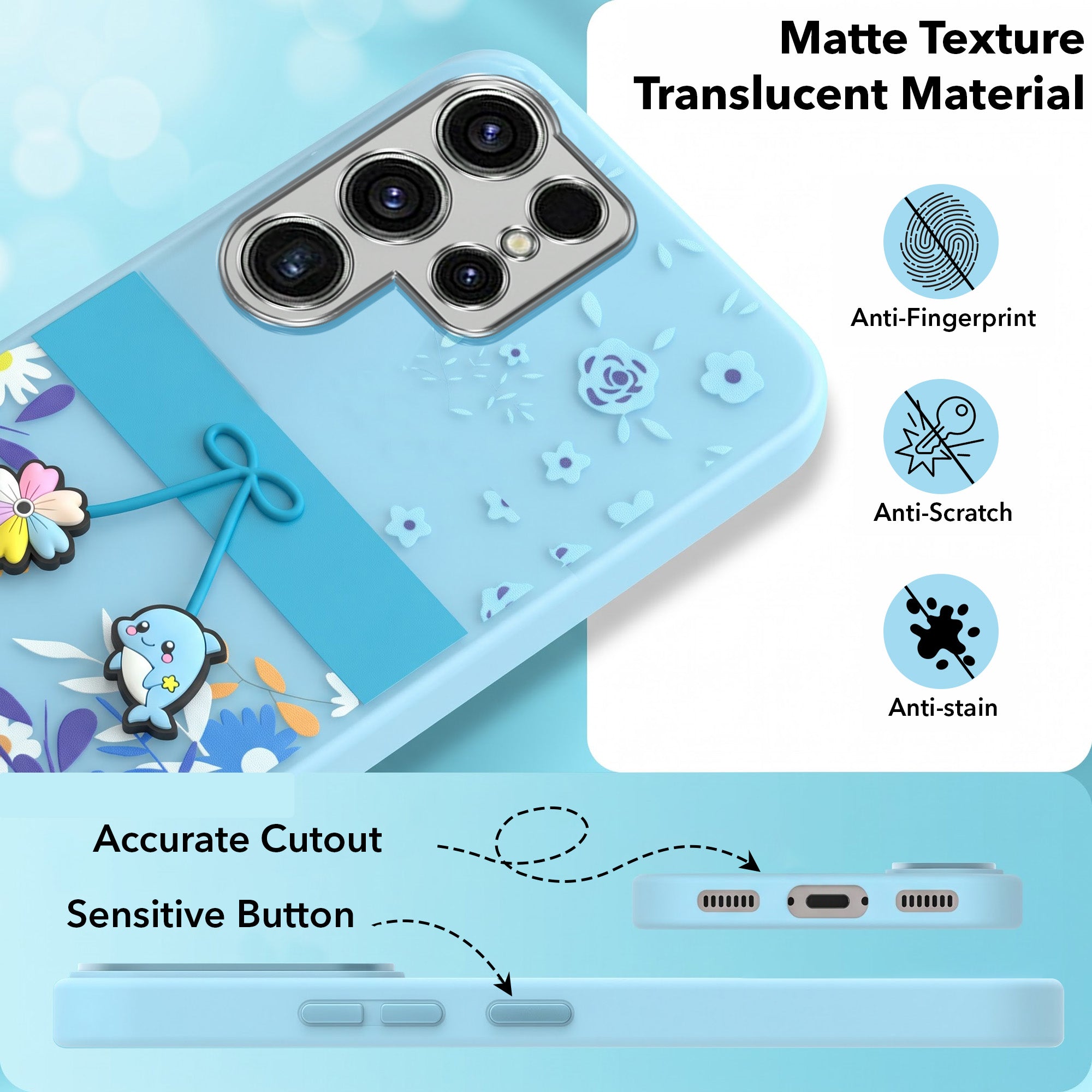 For Samsung Galaxy S23 Ultra Back Cover Case (3D Cute Cartoons | Hard Back Side Soft | Matte Premium Finish | HD Printing)