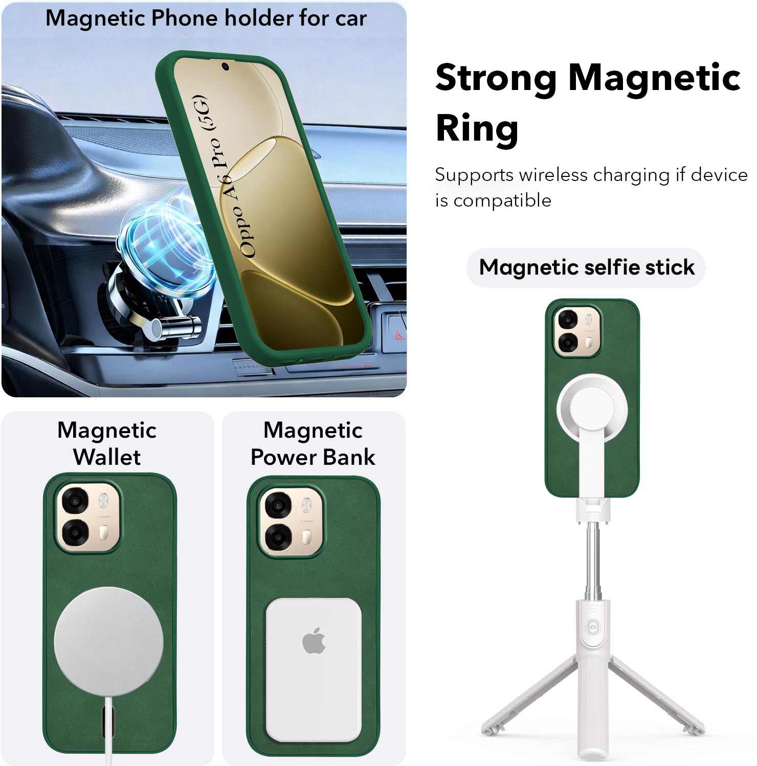 For Oppo A6 Pro Back Cover Case Leather Finish (MagSafe Compatible Wireless Charging | Soft Touch | Camera Bump Protection)