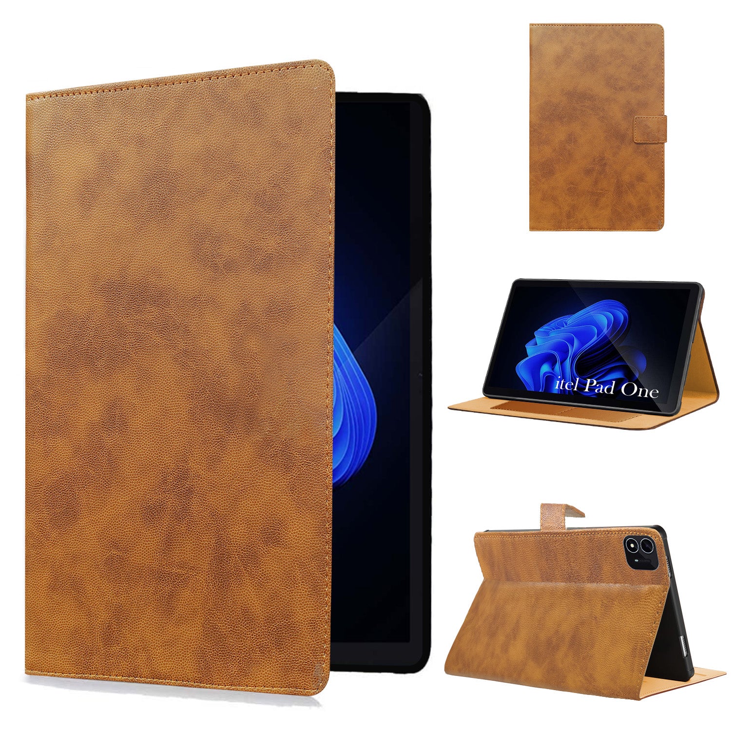 For Itel Pad One 10 Inch Flip Cover Folio Cover (PU Leather | Multi-Angle Smart Stand | Card Storage Slots | Silicone Back Pouch)