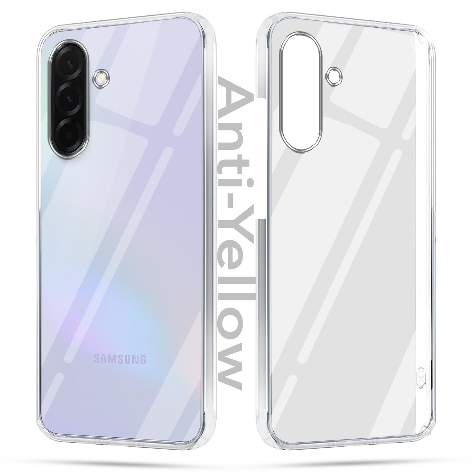 For Samsung Galaxy A36 5G Combo with Back Cover and 9H Tempered Glass (Lifetime Anti-Yellow | Sleek Hard Crystal | Oleophobic Coating Screen Glass)