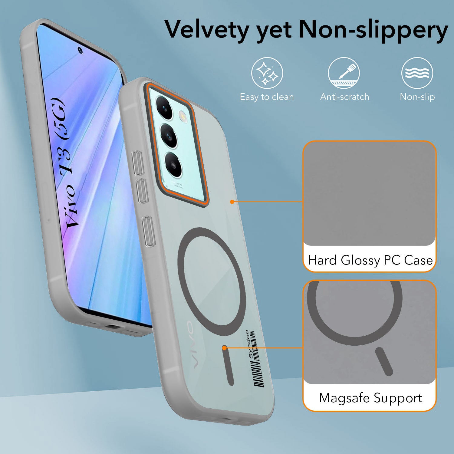 For Vivo T3 5G Back Cover Case (Soft Touch | Camera Bump Protection | MagSafe Compatible | Matte Finish)