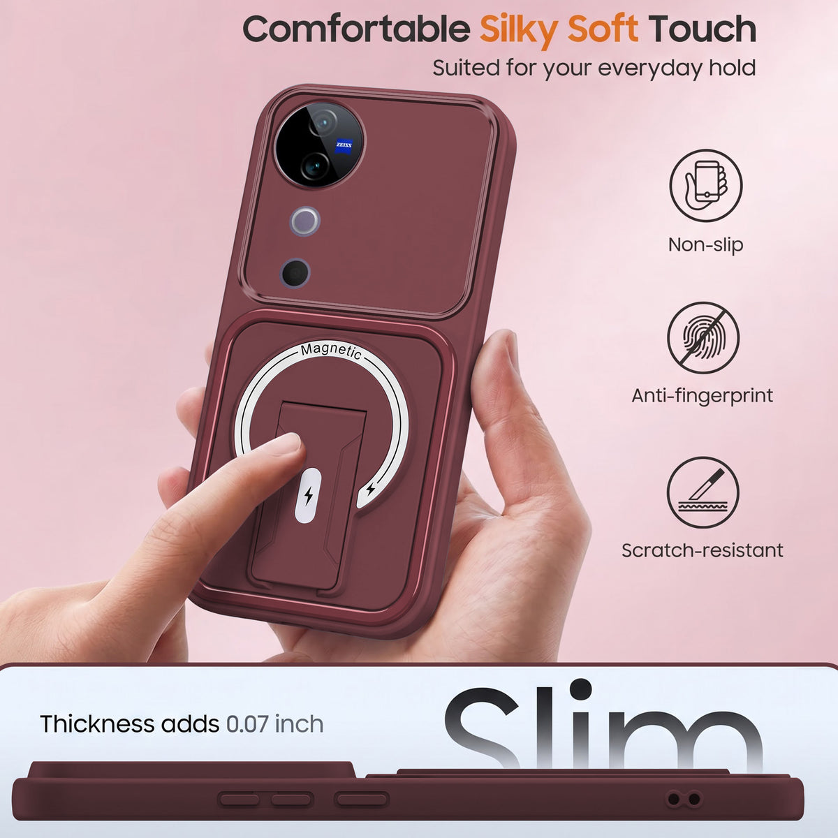 For Vivo V40 | Vivo V40 Pro 5G Back Case Cover Metallic (Hybrid Armor Kickstand | MagSafe Compatible | Camera Protection Shockproof)