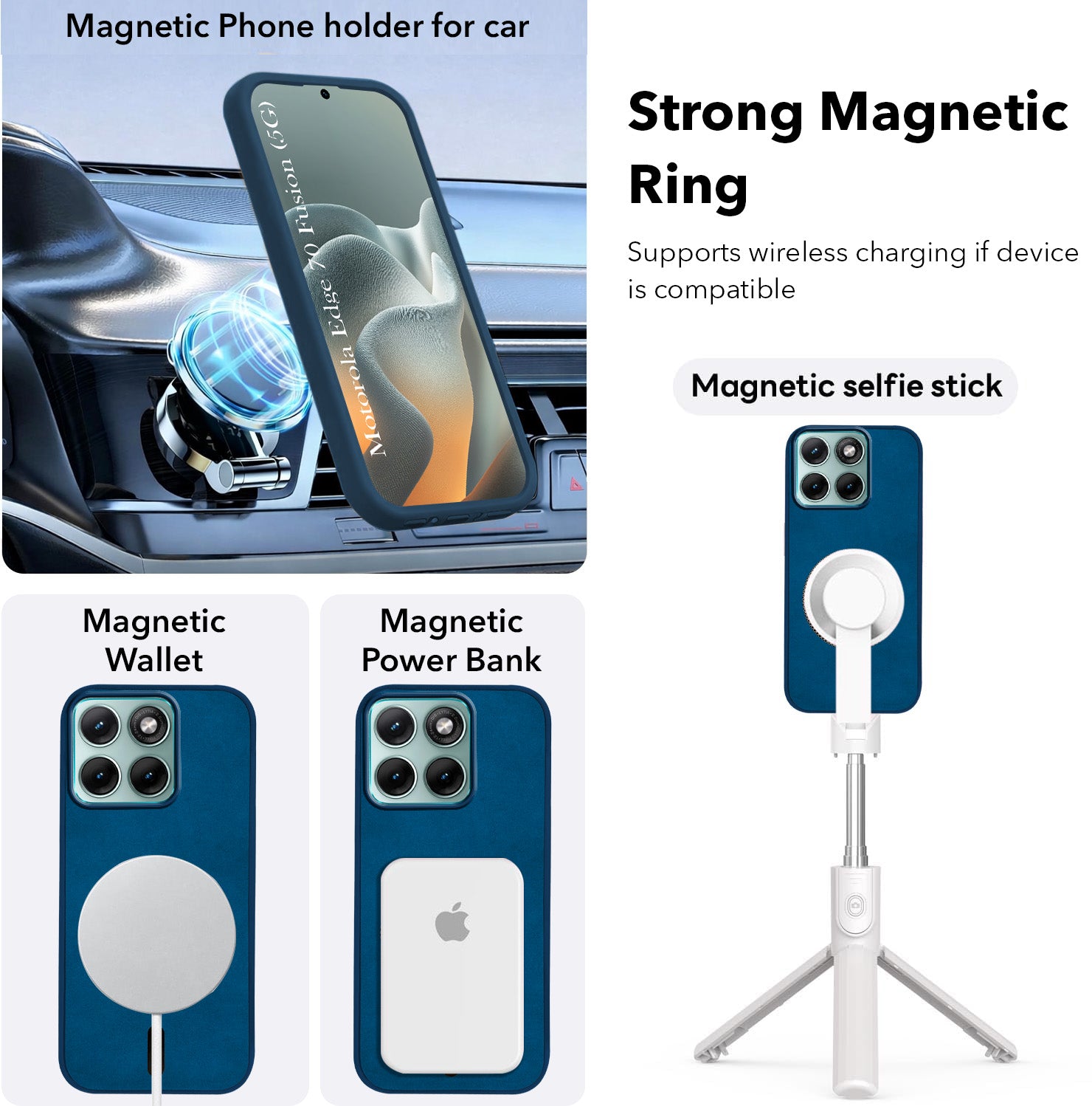 For Motorola Moto Edge 70 Fusion Back Cover Case Leather Finish (MagSafe Compatible Wireless Charging | Soft Touch | Camera Bump Protection)