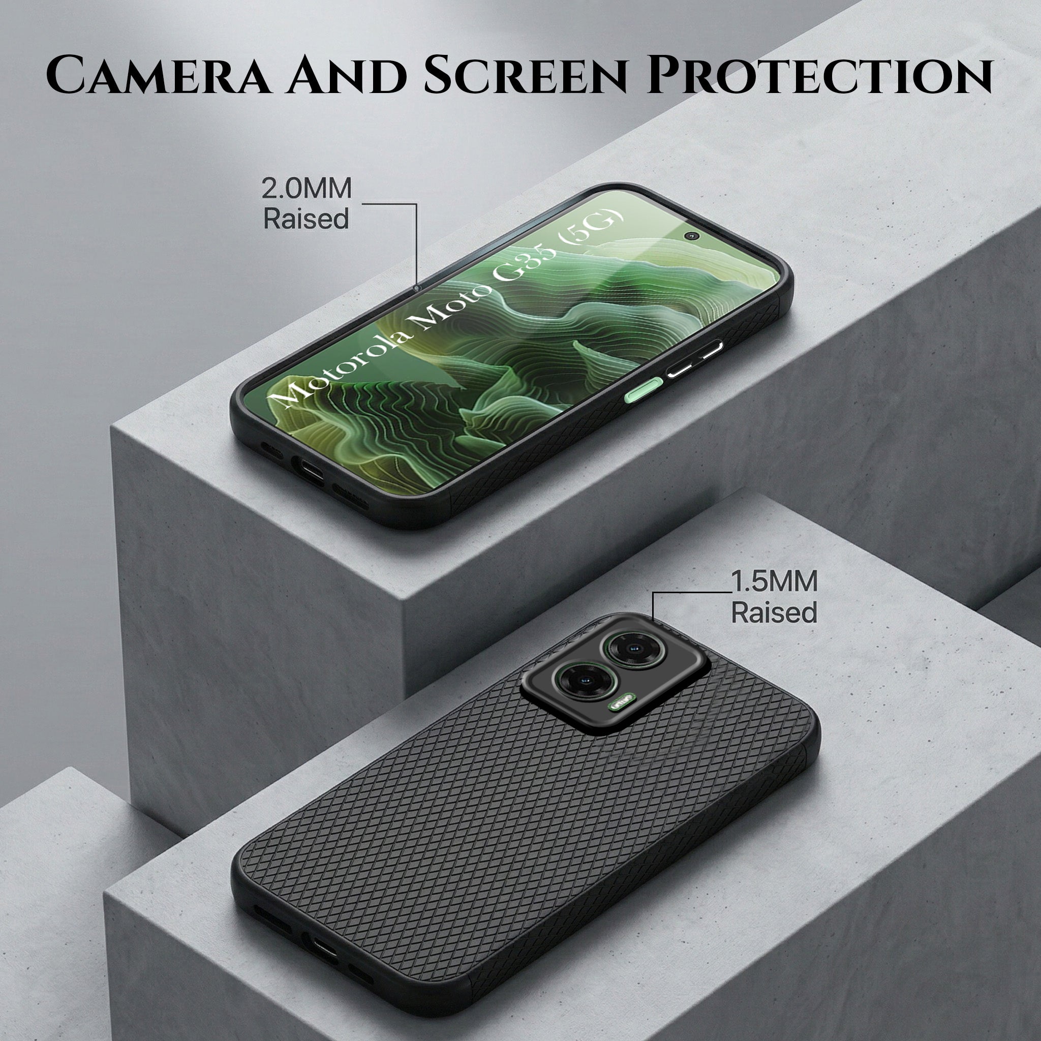 For Motorola Moto G35 5G Combo with Back Cover and 9H Tempered Glass (Liquid Silicone | Camera Protection | Oleophobic Coating Screen Glass)