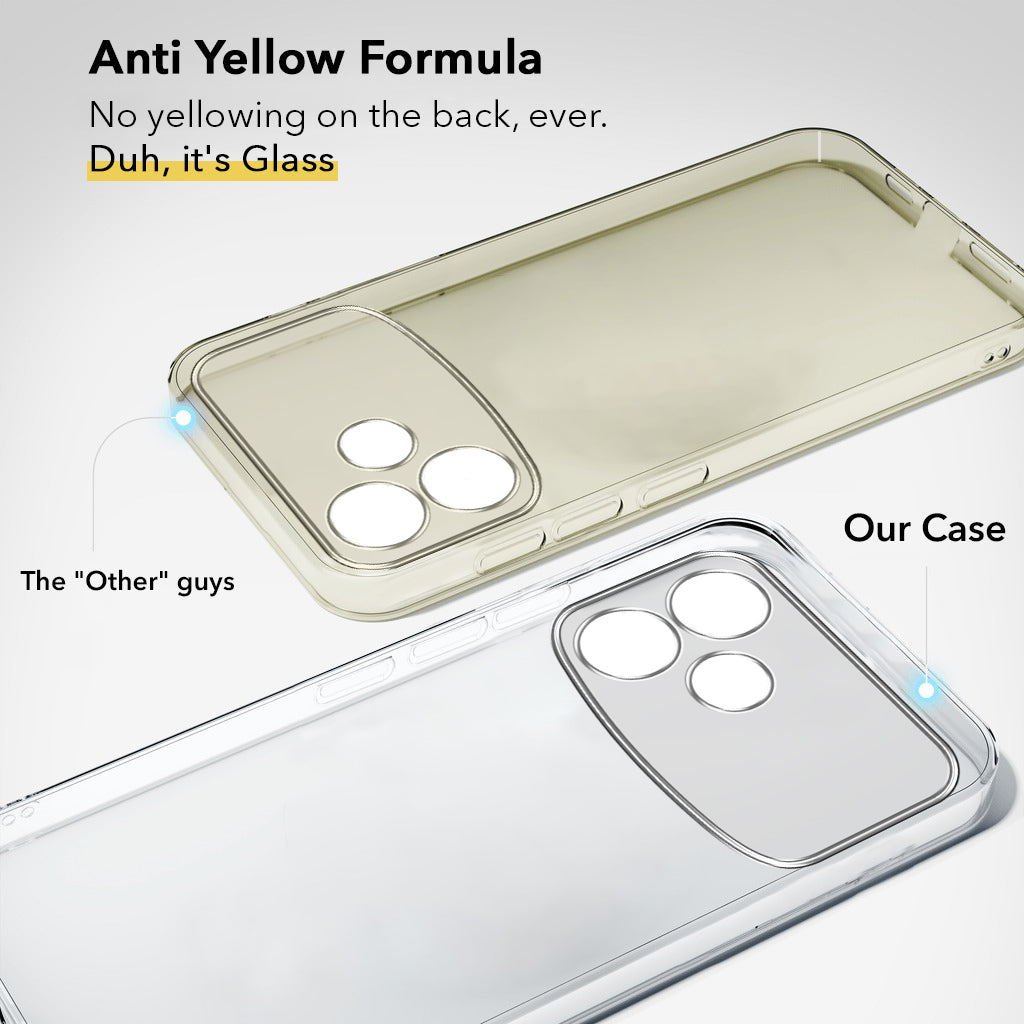 For Oppo F33 Pro 5G Back Cover Case Lifetime Anti-Yellow Clear (Sleek Hard Crystal | Shockproof and Camera Protection)