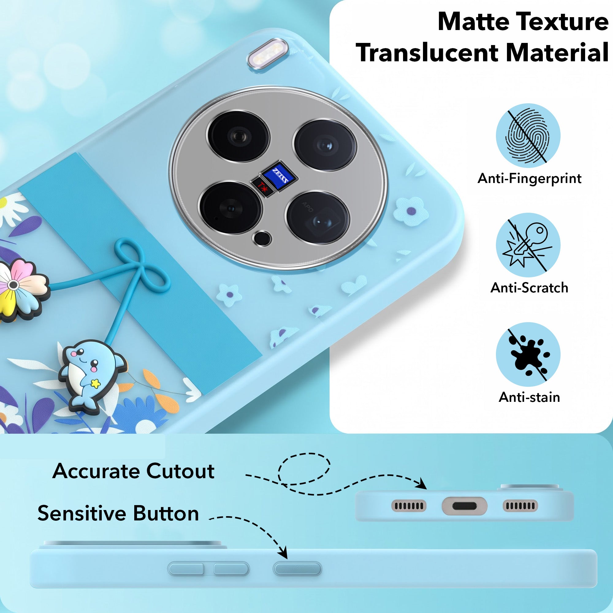 For Vivo X300 5G Back Cover Case (3D Cute Cartoons | Hard Back Side Soft | Matte Premium Finish | HD Printing)