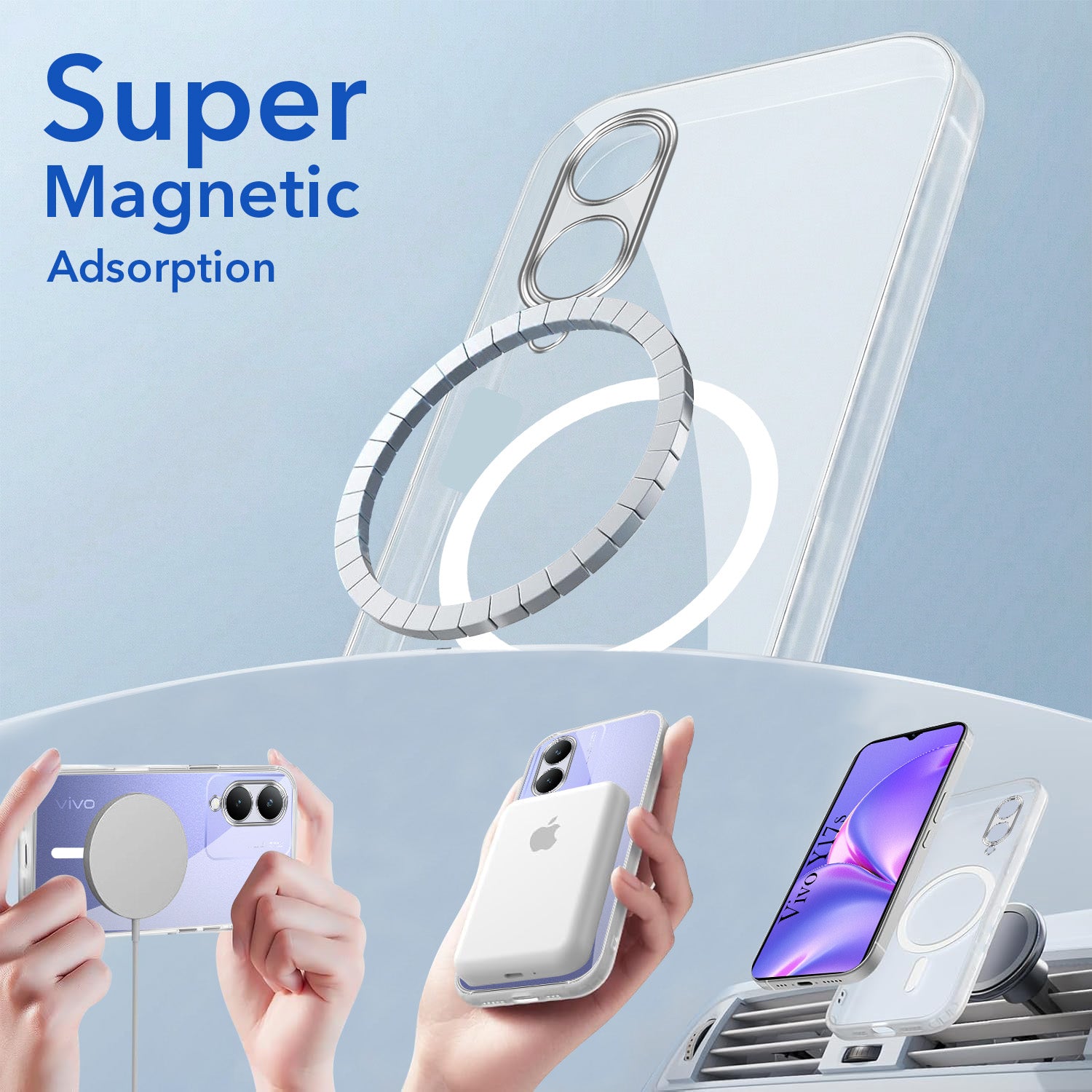 For Vivo Y17s Back Cover Case Lifetime Anti-Yellow MagSafe Compatible Clear (Sleek Hard Crystal | Shockproof and Camera Protection)