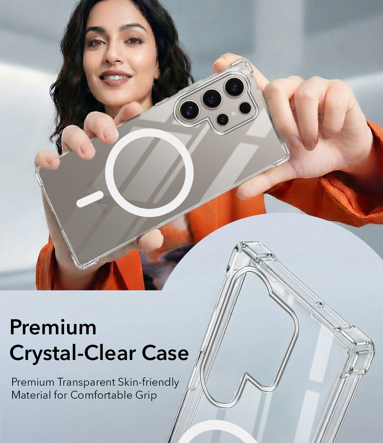 For Samsung Galaxy S24 Ultra Back Cover Shockproof Crystal-Clear (Magsafe Wireless Support | Drop & Camera Protection | Hard Polycarbonate)