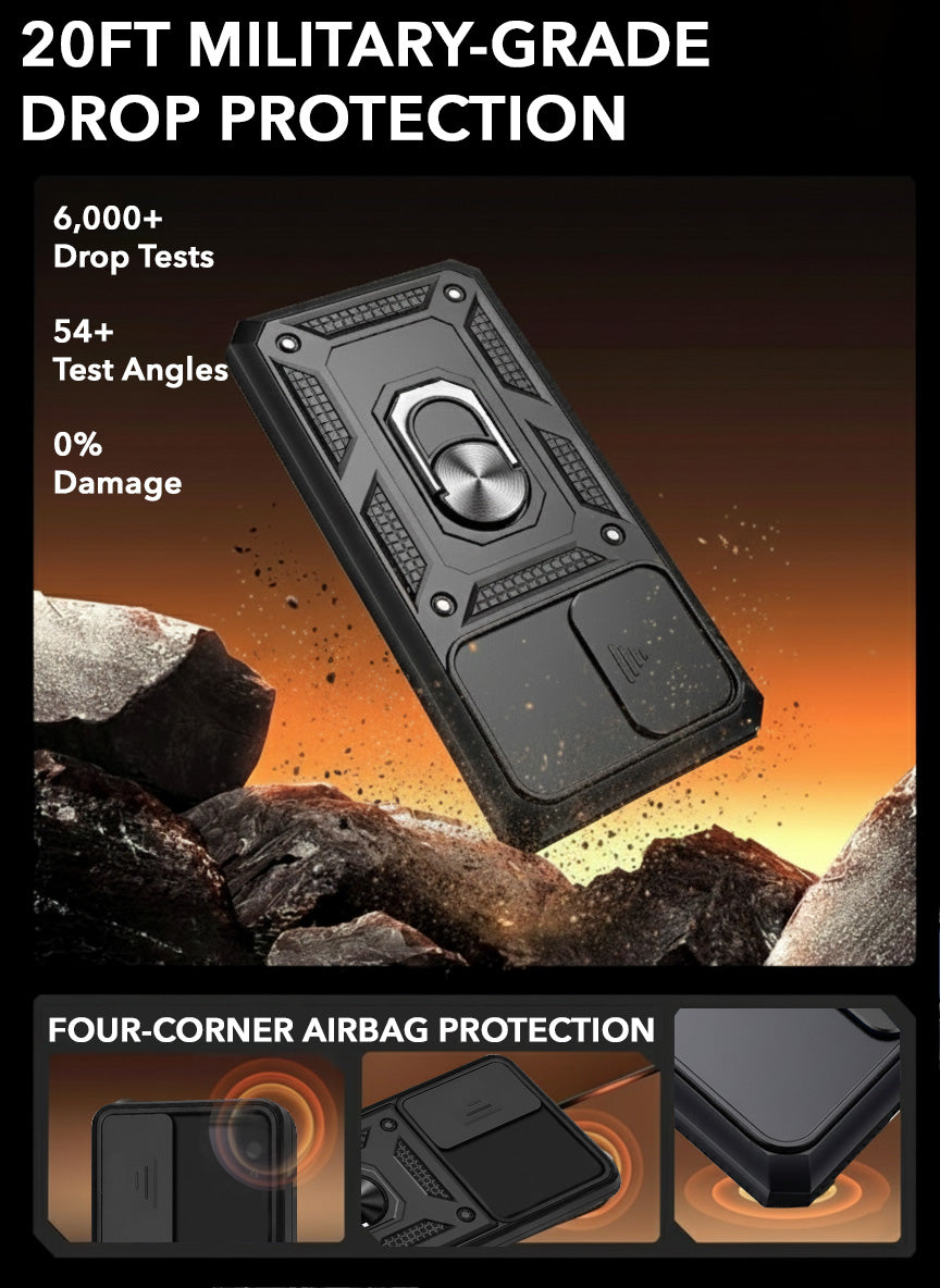 For Vivo Y31T 5G Back Cover Case Hybrid Armor (Sliding Shutter Camera Protection | Polycarbonate |Ring Holder Kickstand)