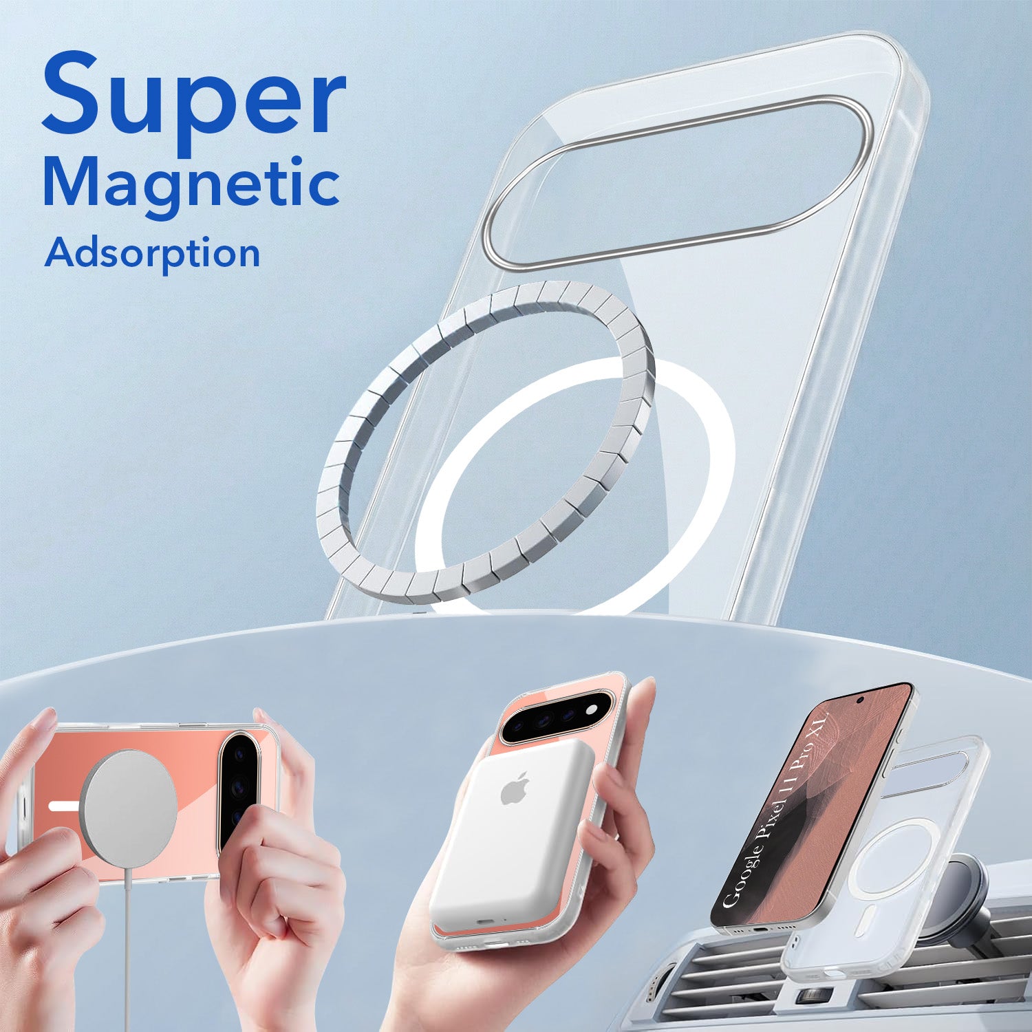 For Google Pixel 11 Pro XL Back Cover Case Lifetime Anti-Yellow MagSafe Compatible Clear (Sleek Hard Crystal | Shockproof and Camera Protection)