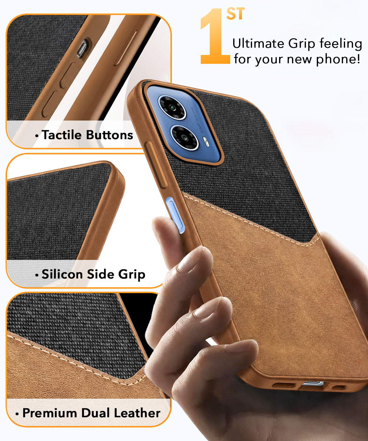 For Motorola Moto G34 5G Back Cover Case (Dual PU Leather Stitch | Professional Minimalist | Soft and Flexible)