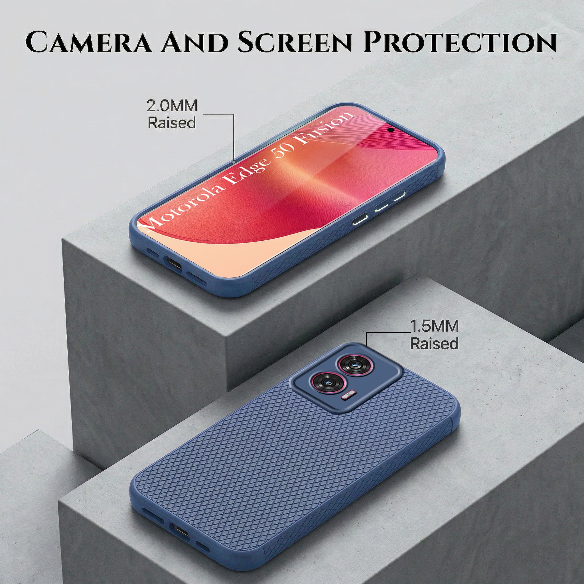 For Motorola Moto Edge 50 Fusion Combo with Back Cover and 9H Tempered Glass (Liquid Silicone | Camera Protection | Oleophobic Coating Screen Glass)