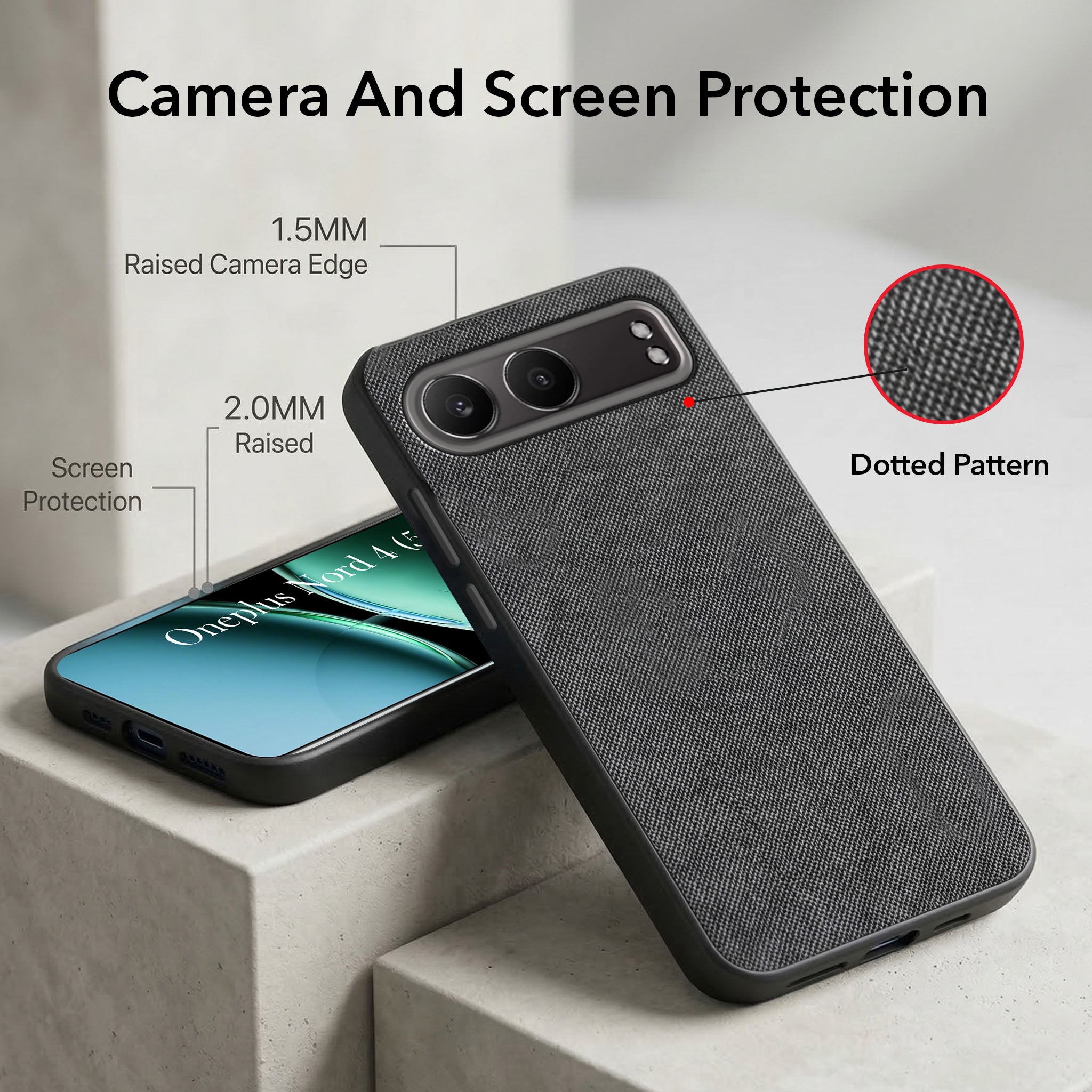 For Oneplus Nord 4 Combo (Textured Grip Design | Micro-Fiber Cloth Inside | Oleophobic Coating Screen Glass)