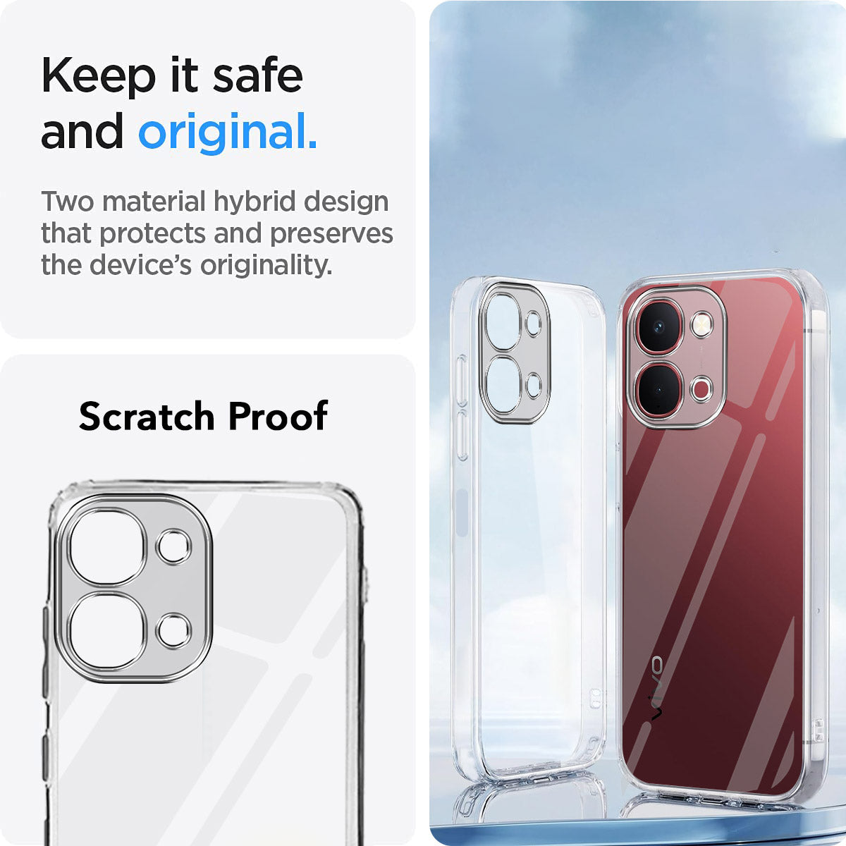 For  Vivo Y51 Pro 5G | Vivo T5x Back Cover Case Silicone (Clear Shockproof Case with Camera Protection | Soft and Flexible | Transparent)